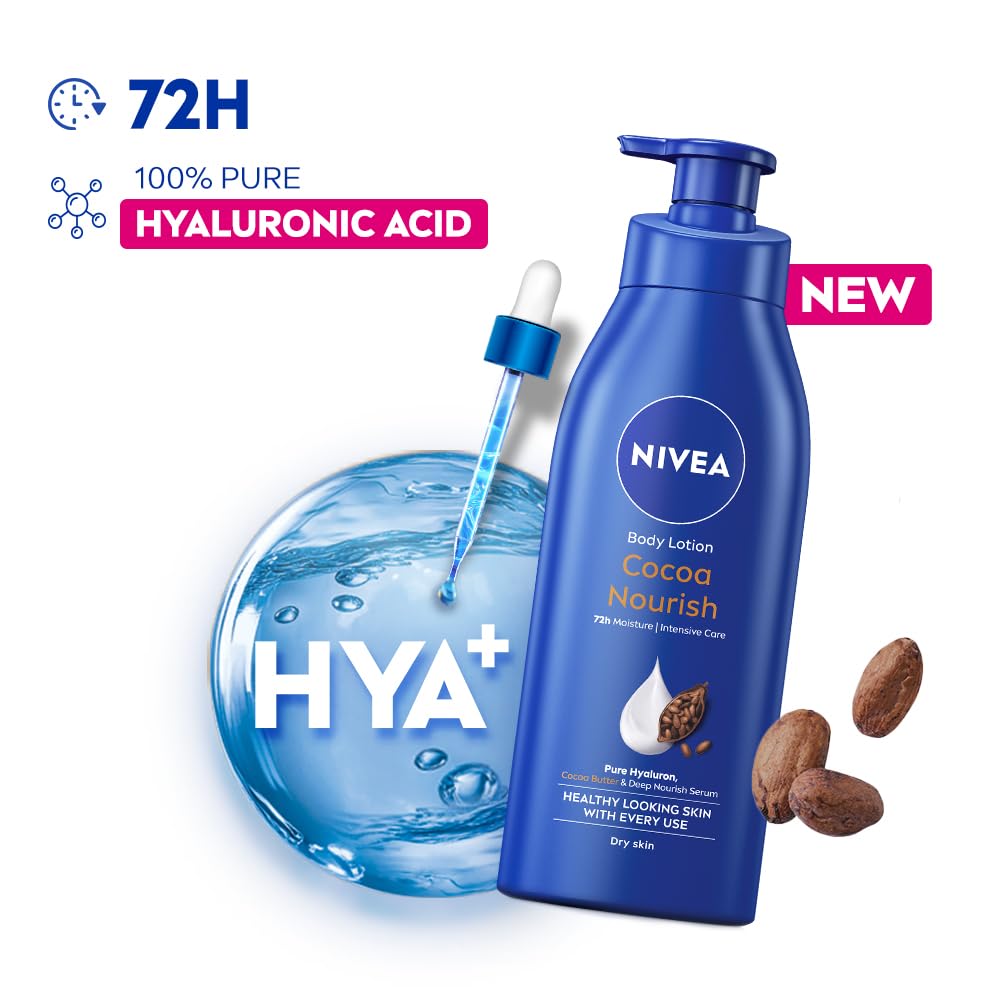 NIVEA Cocoa Nourish 400ml Body Lotion with Deep Moisture Serum| 72 H Moisturization | With Cocoa Butter & Coconut Oil | Non Greasy & Healthy Looking Skin |For Very Dry Skin image 2