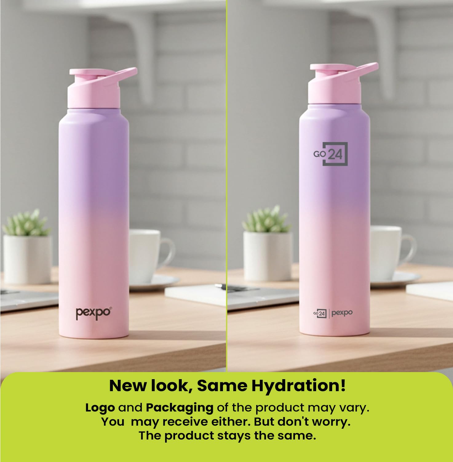 PEXPO Water Bottle 1 ltr Stainless Steel Sports/Fridge Bottle with Sipper Cap | Single Wall | For Home, Office, Gym, Travelling | Lightweight | BPA Free | Craft Pro 950ml | Pink-Purple Ombre image 2