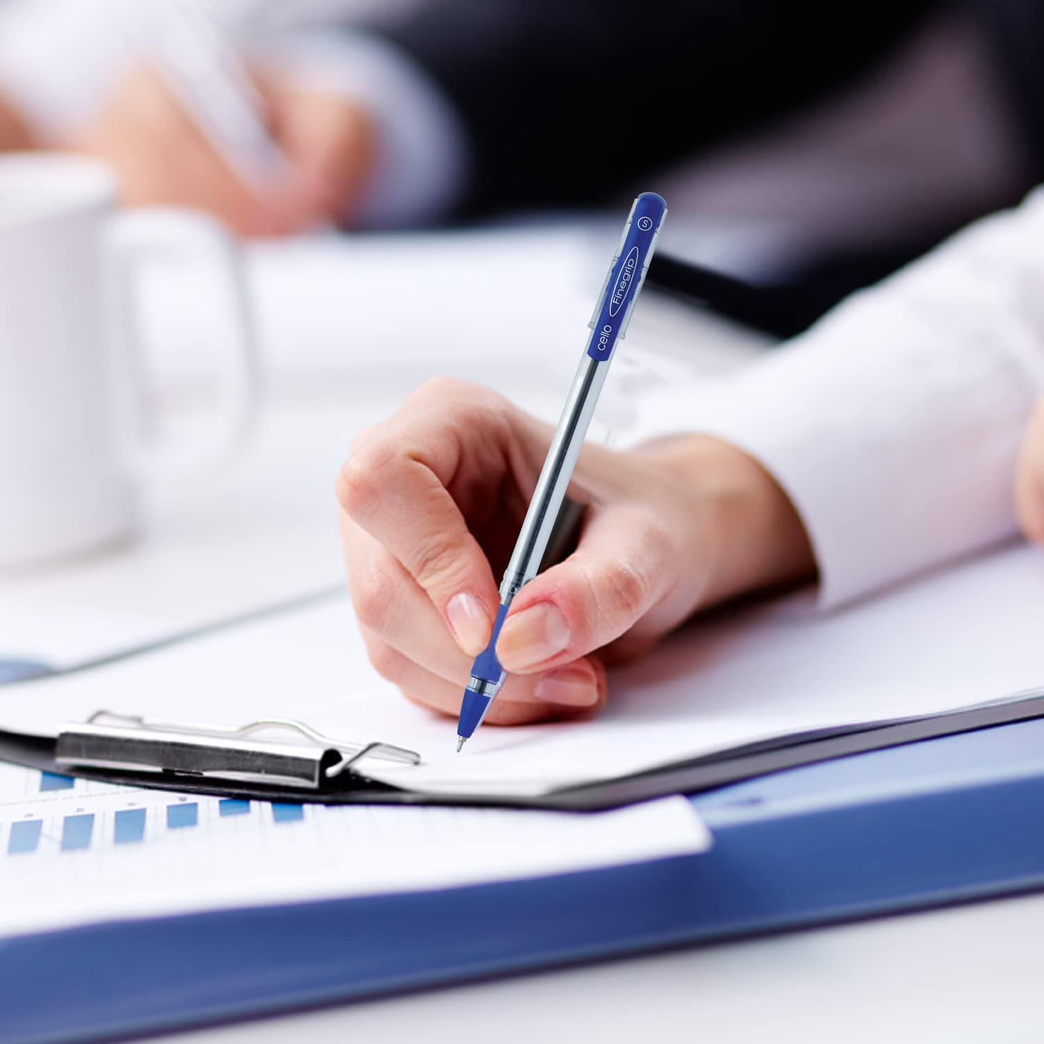 Cello Finegrip Ball Pen Set - Pack of 25 (Blue) image 3