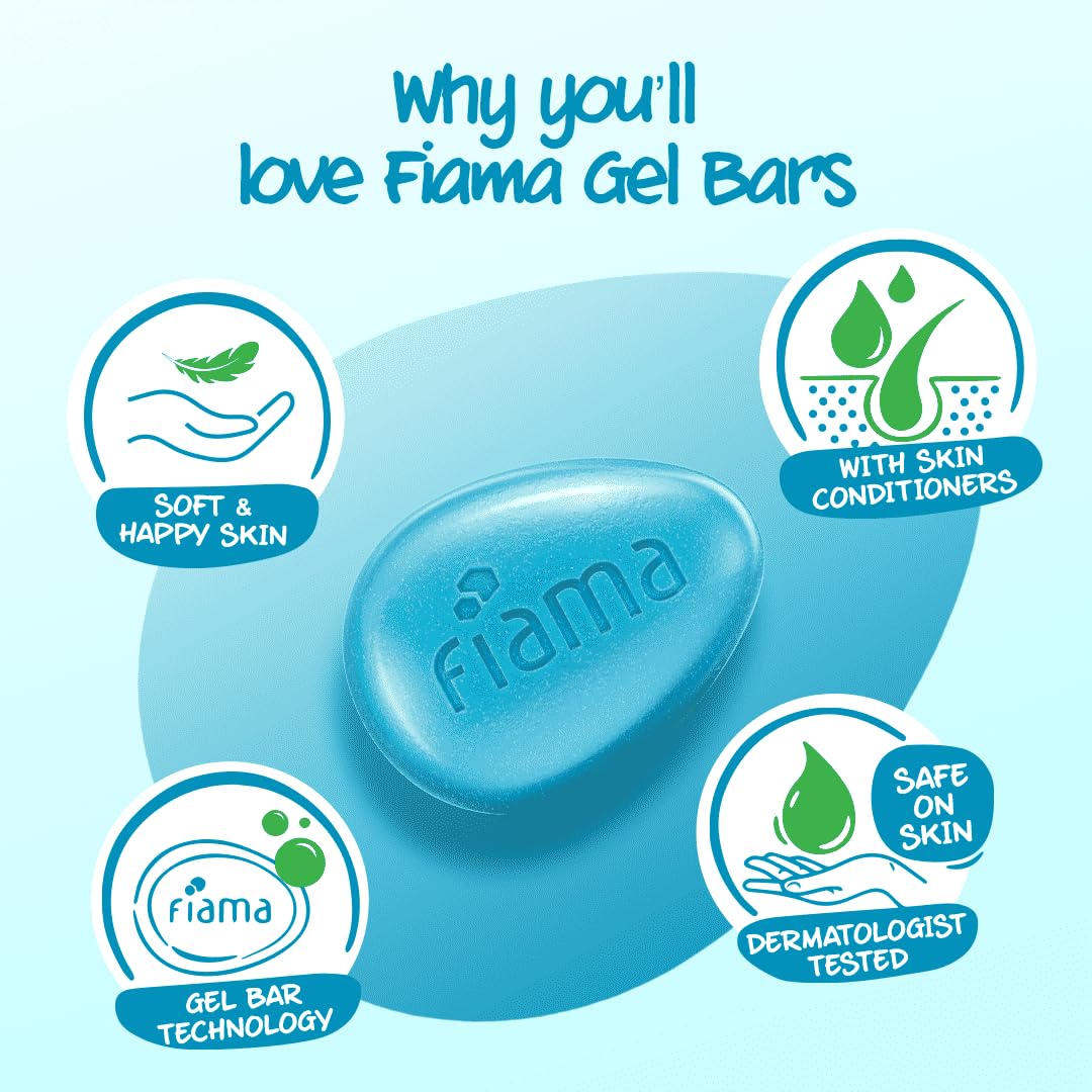 Fiama Gel Bathing Bar Fresh Celebration pack, with 3 Unique Gel Bars, with Skin Conditioners for Moisturized Skin, 375g (125g - Pack of 3), Soap for Women & Men, For All Skin Types image 4