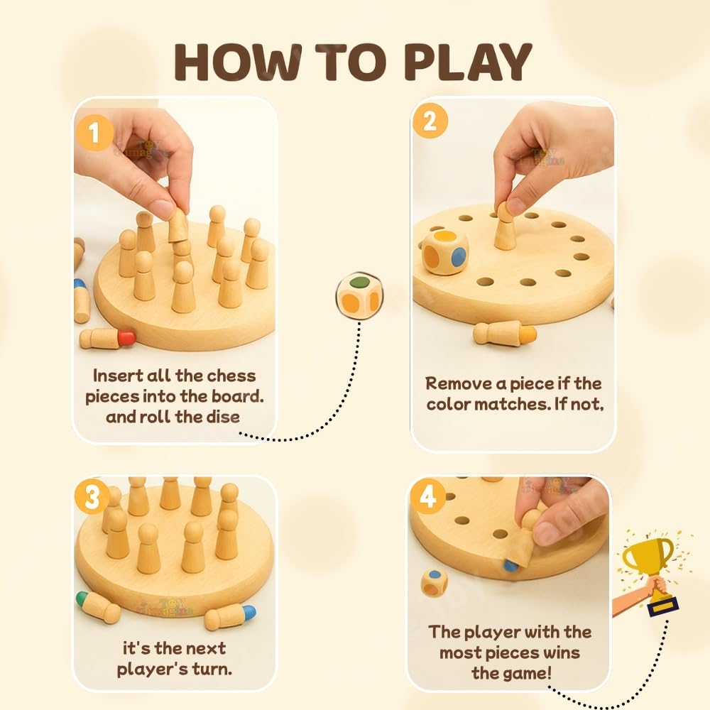 Toy Imagine Wooden Color Memory Chess Game for Kids Age 3+ | Wooden Memory Match Stick Chess Board Game | Brain Puzzle Toy for Boys, Girls & Adults | Montessori Learning & Family Game image 3