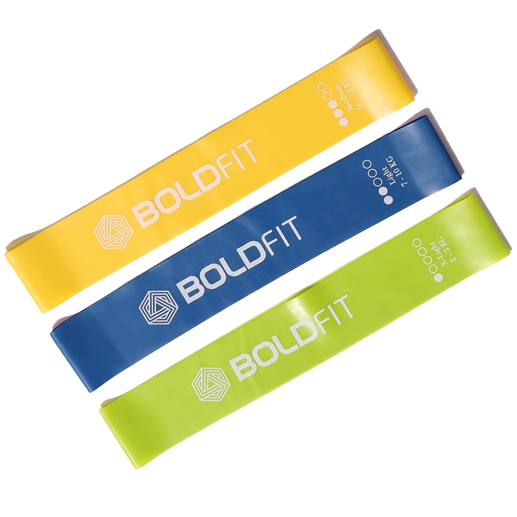 Boldfit Resistance Bands Mini Loop Set (Pack of 3) Hip/Toning Exercise for Gym Booty Belt/Latex/Thera/for Fitness, Multicolor, (RMiniloopLightSet3)