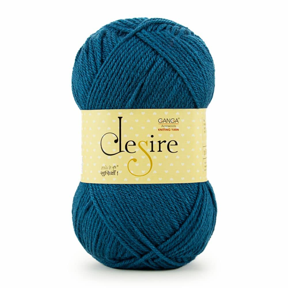 Ganga Acrowools Acrylic Desire Hand Knitting and Crochet Yarn. Pack of 1 Ball - 100Gms. Shade No - Dsr005, Aqua image 3