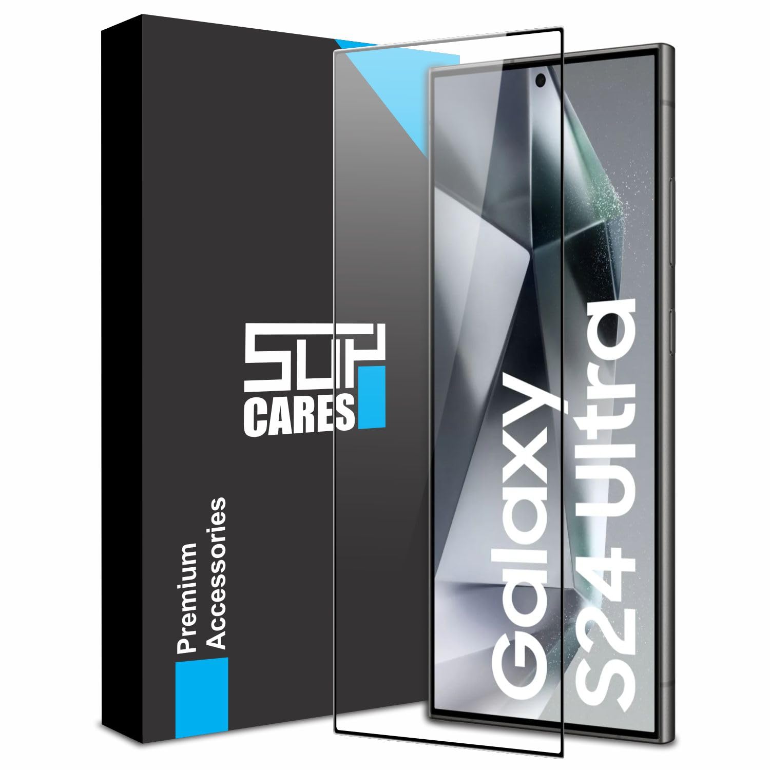 SupCares Tempered Glass for Samsung Galaxy S24 Ultra (6.8 Inch) With Installation Kit | Military-Grade Gorilla Screen Protector | Edge to Edge Coverage | Black