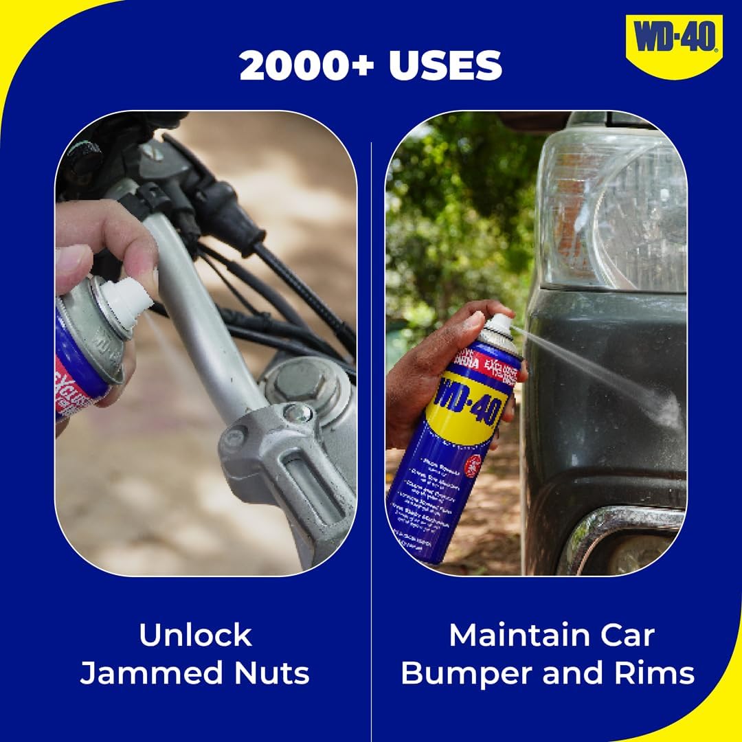 WD-40 Multipurpose Spray, Lubricant, Rust Remover, Cleans Bike Chains, Squeak Noise, Stain Remover, Cleaning Agent, 170g image 3