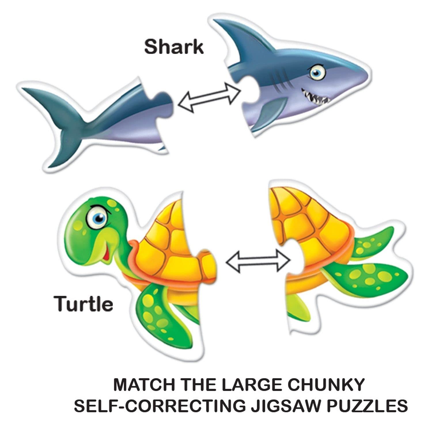 TOYKRAFTT Chunky Infant Floor Puzzle Toy, 2 Piece Puzzles, Puzzles for Kids Age of 2-3 Years, Educational Toys, My First Aquatic Animal Puzzle image 4