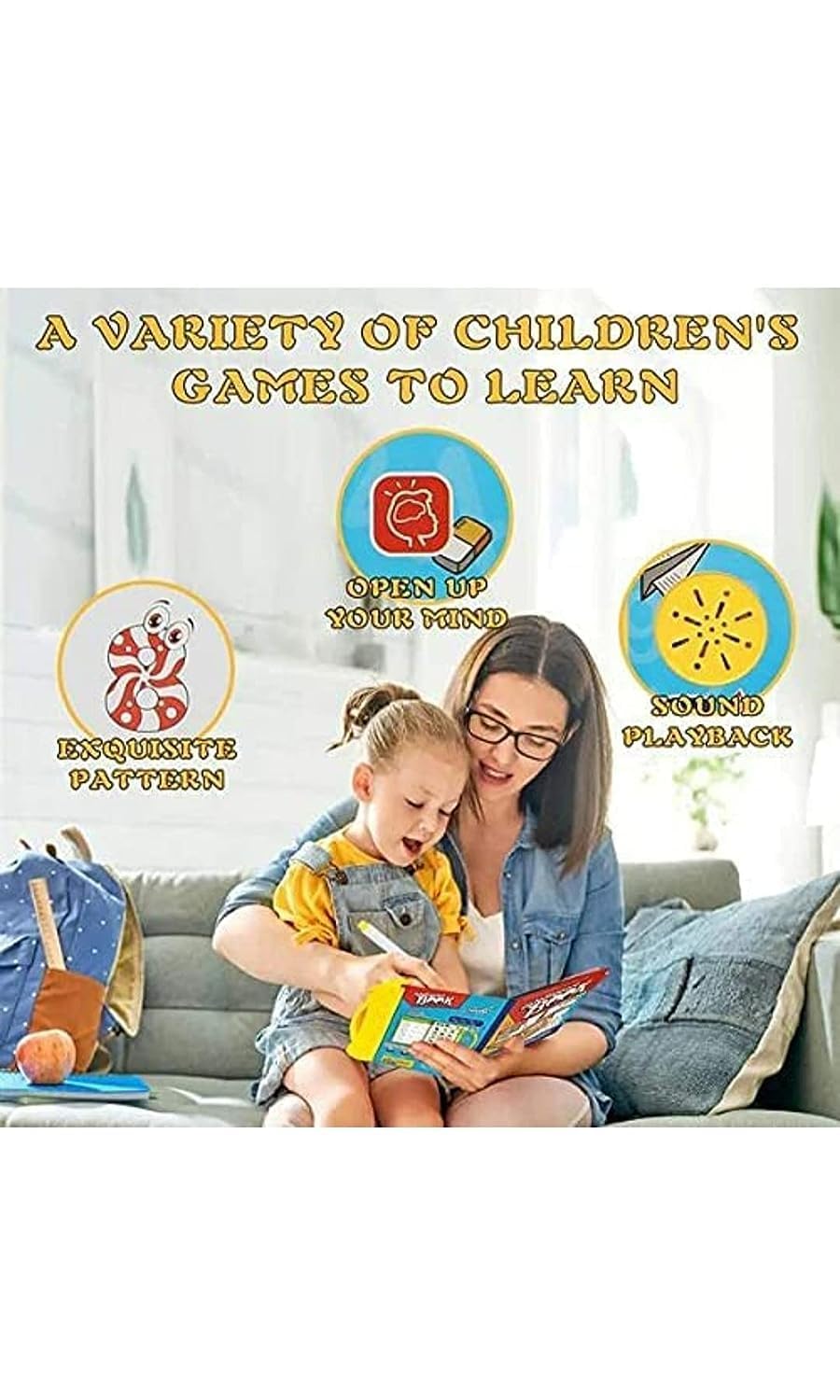 Toy Imagine™ Interactive Sound Book for Kids (Ages 2–7) – Learn Alphabets, Numbers, Shapes & Phonics | Educational Talking Book with Music & Touch Features | Multicolor Learning Toy for Toddlers