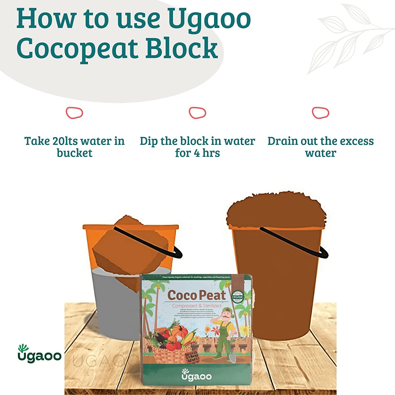 UGAOO Cocopeat Block 5 Kg for Home Garden Plants | Compressed & Sterilized Coconut Fiber Growing Medium for Seed Germination, Potting Mix, Indoor & Outdoor Gardening & Soil Aeration image 5