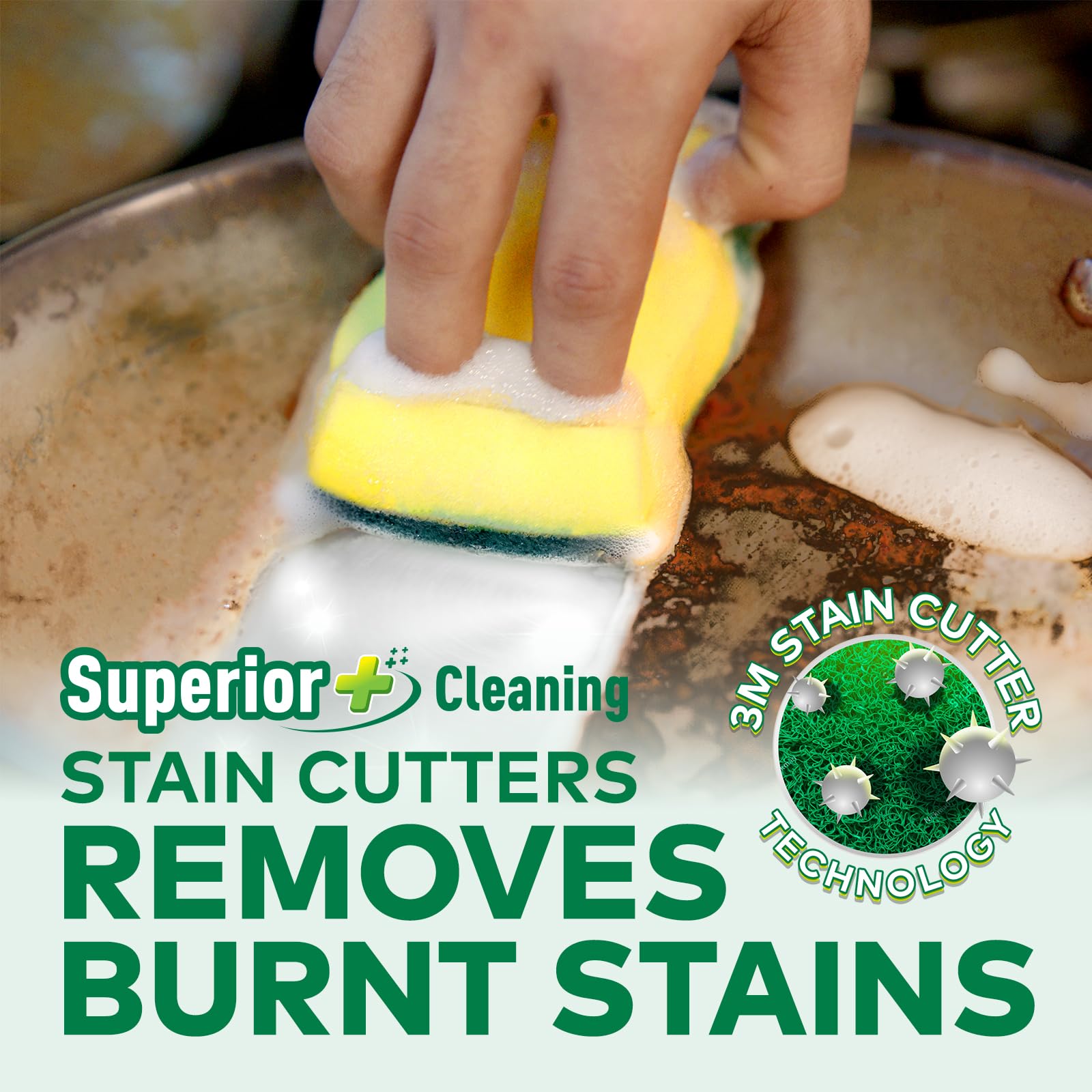 Scotch Brite Scrub Sponge -Pack of 6 for everyday utensil cleaning (Kitchen Scrubber with Sponge) image 2