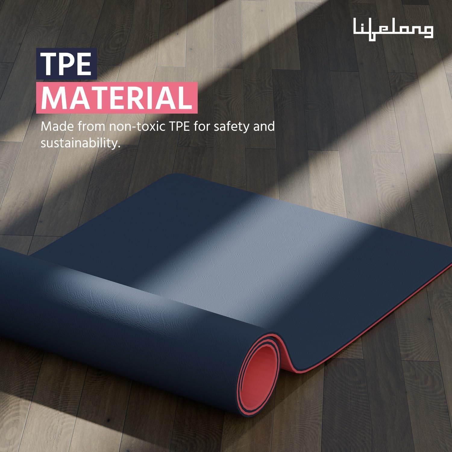 Lifelong Dual Color TPE Material for Women & Men - 6mm Anti-Slip Yoga Mat for Gym Workout Exercise Mat for Home Gym - Yoga Mat for Gym Workout & Yoga Exercise (LLYM114). image 3
