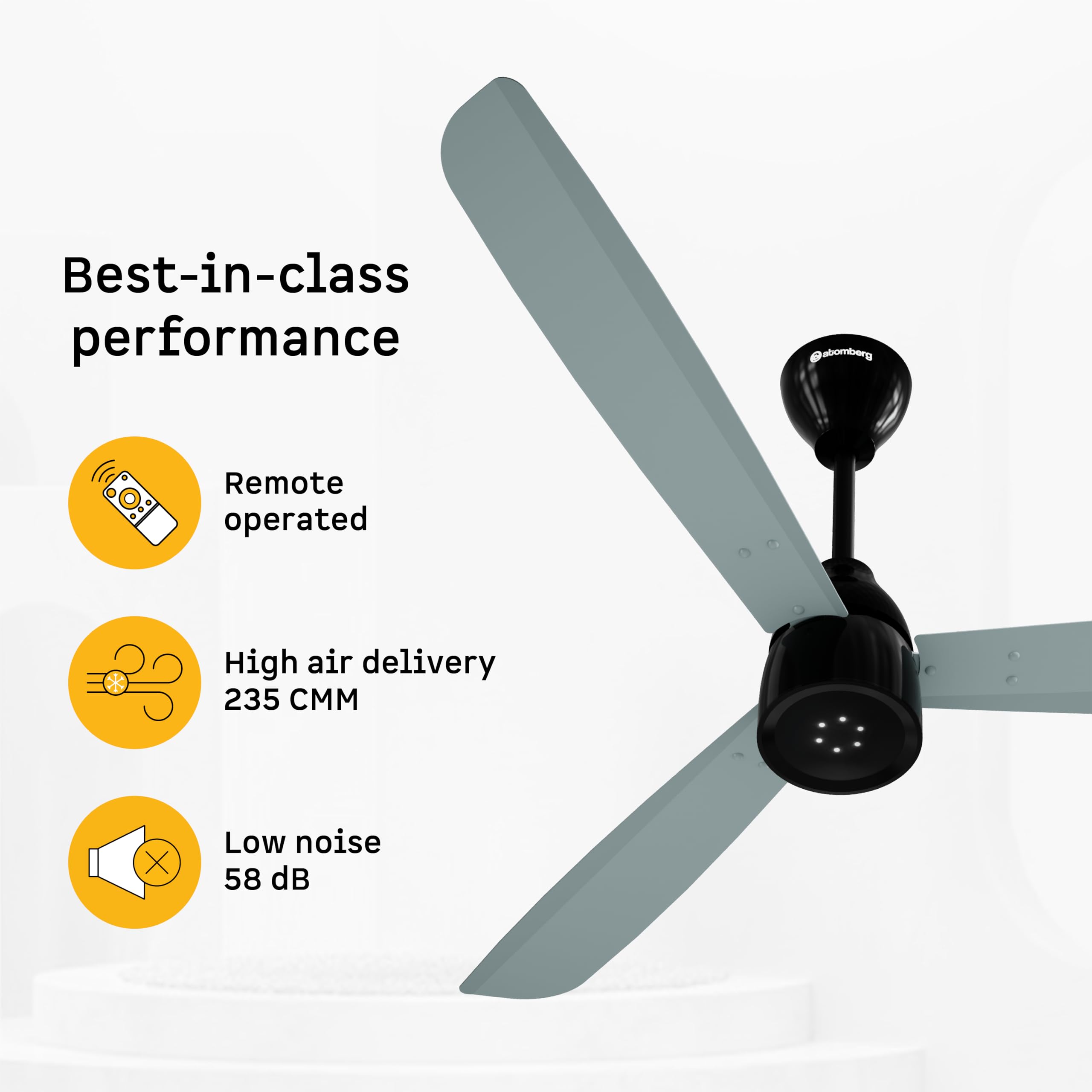 atomberg Renesa Enzel 1200mm BLDC Ceiling Fan with Remote | 5 star | Advance Air+ Technology | LED Speed Indicator | Low Noise | Sleek Design | Power Saving | 3 Year Warranty | Misty Teal image 3