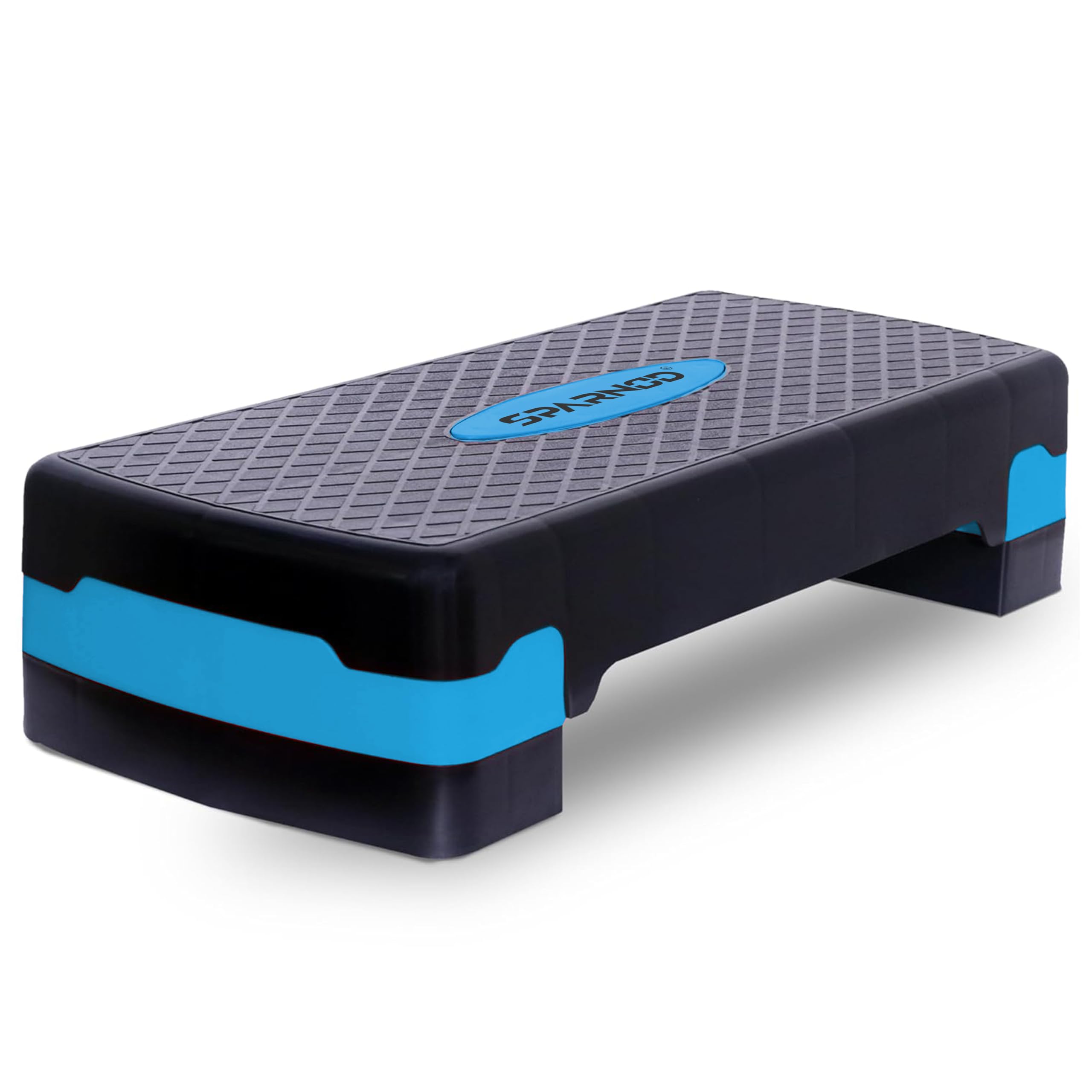 Sparnod Fitness SAS-1000 Aerobic Gym Stepper for Exercise at Home, Adjustable Height, Anti-Skid Surface, Supports up to 225 kg, Compact & Portable, Ideal for Cardio, Strength Training & Pilates (Blue)