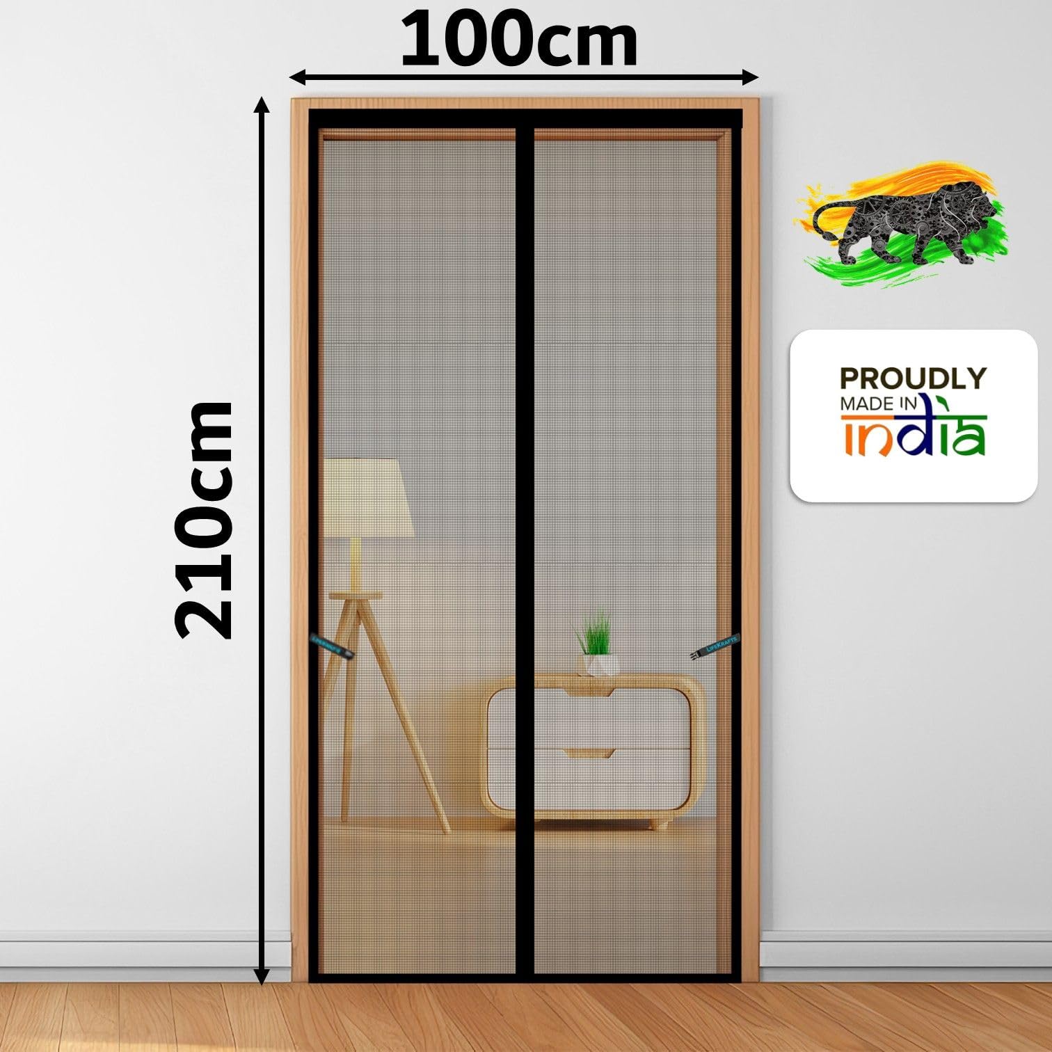LifeKrafts Polyester Magnetic Mosquito Net for Door | Mosquito Curtain for All Door Types & Sizes | Auto-Closing Insect Screen to Keep Mosquito out (Black, 210 x 100 Cms) image 2