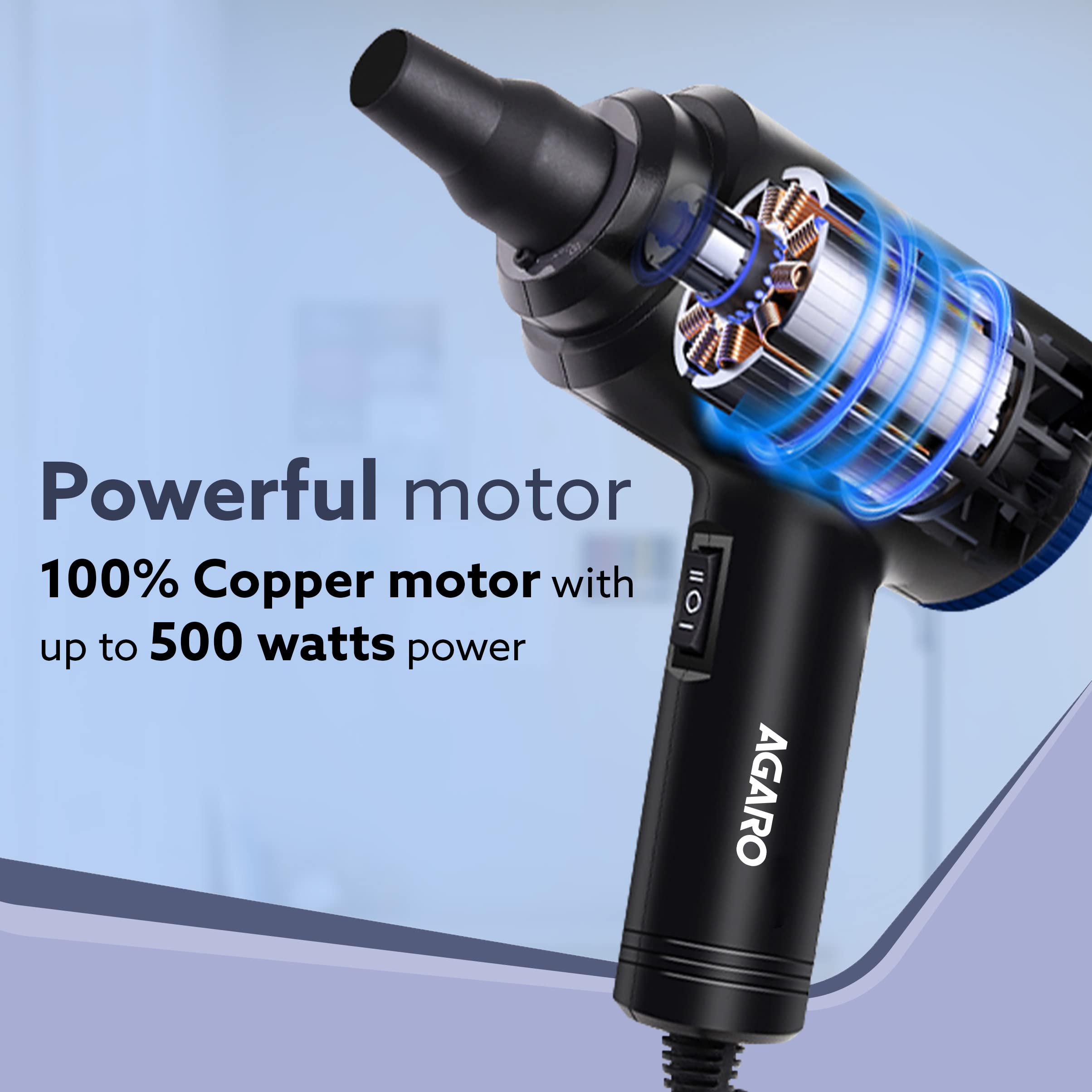 AGARO Compressed Air Duster,Air Blower, Powerful 48000 RPM, Variable Speed, Copper Motor, Air Spray/Blower for Electronics & Inflatables, Dust Cleaner for Computer, Laptop, Home, Car & Office, AD1719 image 4