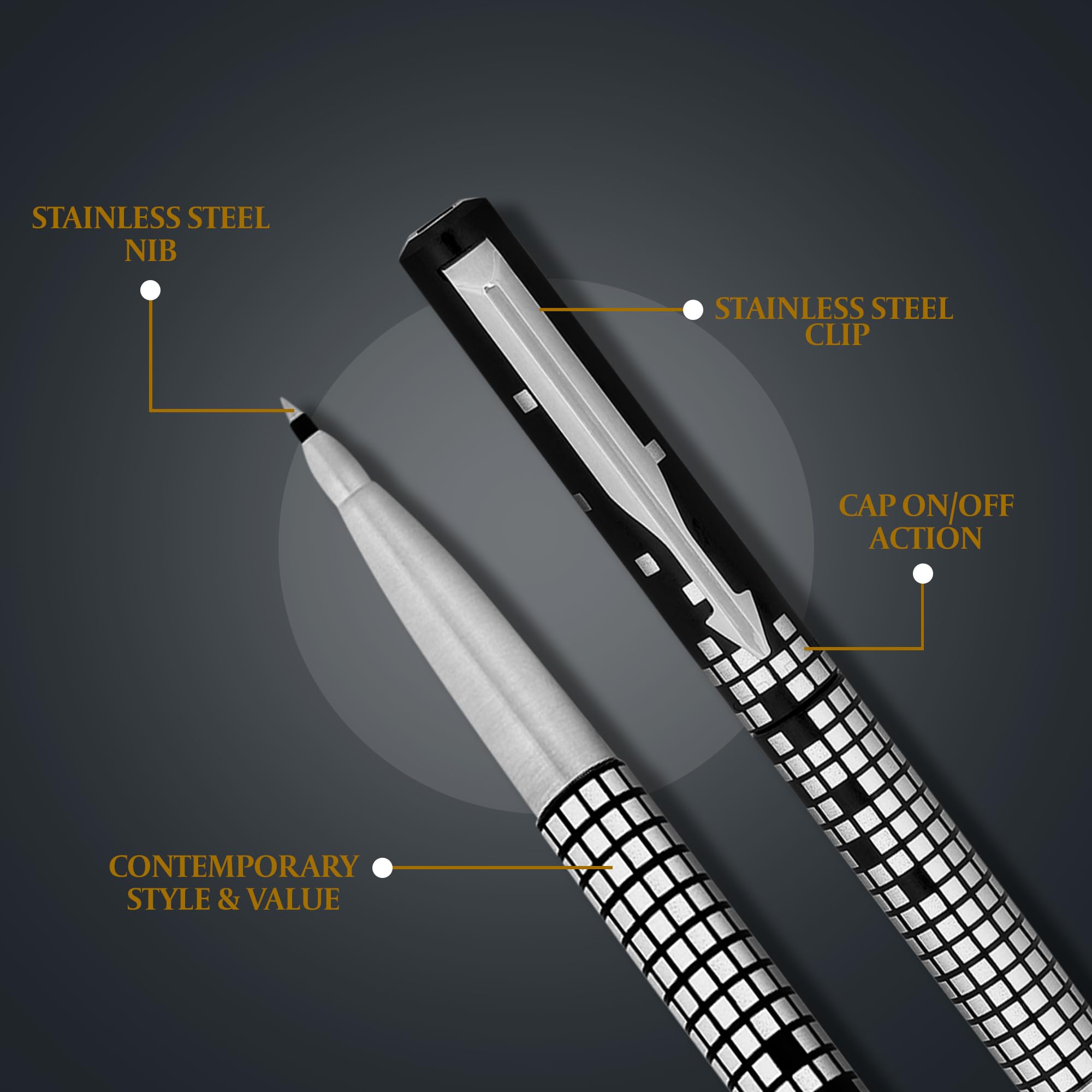 Parker Gift Set | Vector Special Edition Chrome Trim Roller Ball Pen with Parker Keychain | Ideal for Gifting | Elegant Gift for Any Occasion image 2