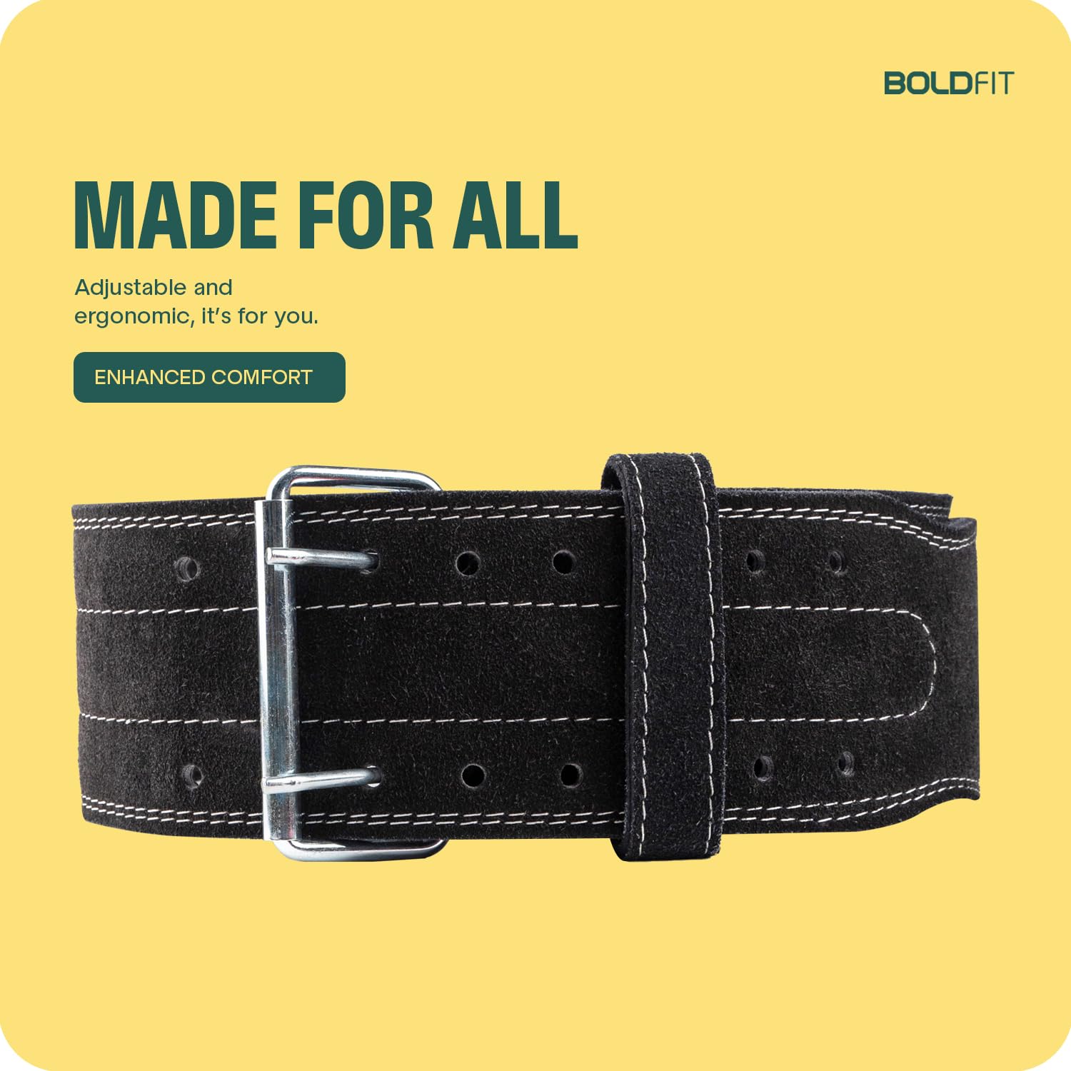 Boldfit Gym Belt for Men and Women - Lever Deadlift Belt for Workout, Powerlifting, Weight Lifting - Leather Exercise Belt for Back Support - S/M Black image 4