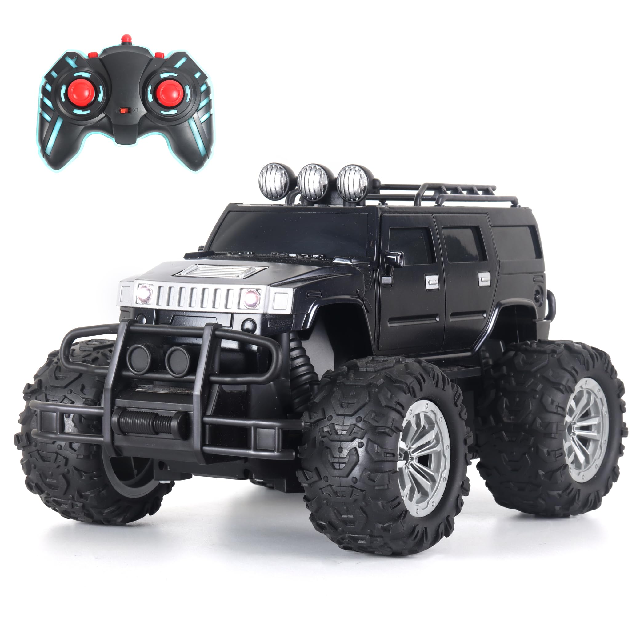 popsugar Off Roader Rechargeable Remote Control Car | RC Car Monster Truck | 4 Headlight Modes | Lithium Battery | C-Type Charging | 2.4GHz Remote Controller | Made in India, Black