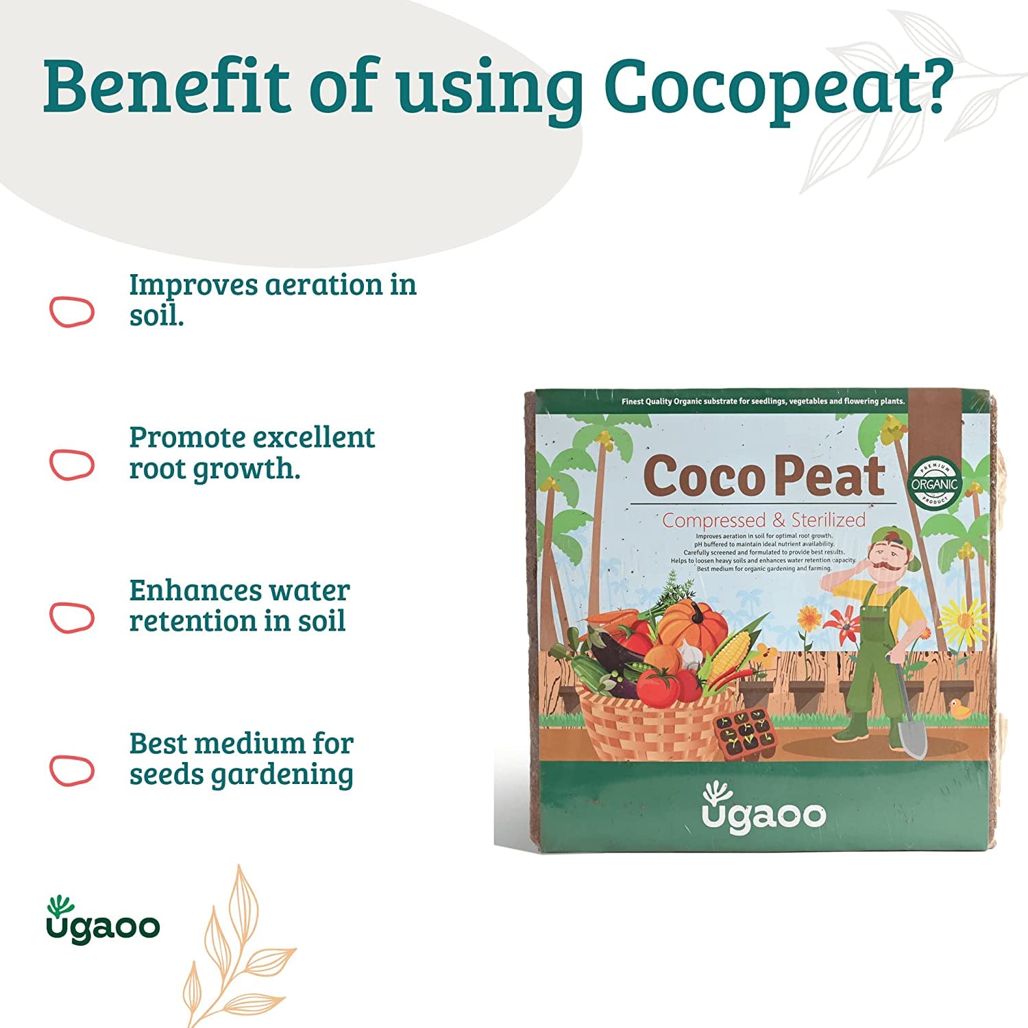 UGAOO Cocopeat Block 5 Kg for Home Garden Plants | Compressed & Sterilized Coconut Fiber Growing Medium for Seed Germination, Potting Mix, Indoor & Outdoor Gardening & Soil Aeration image 4