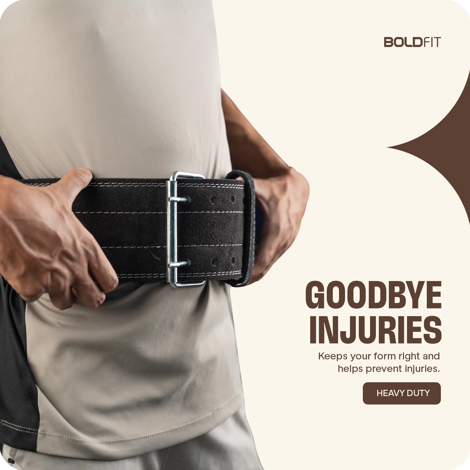 Boldfit Gym Belt for Men and Women - Lever Deadlift Belt for Workout, Powerlifting, Weight Lifting - Leather Exercise Belt for Back Support - S/M Black image 3