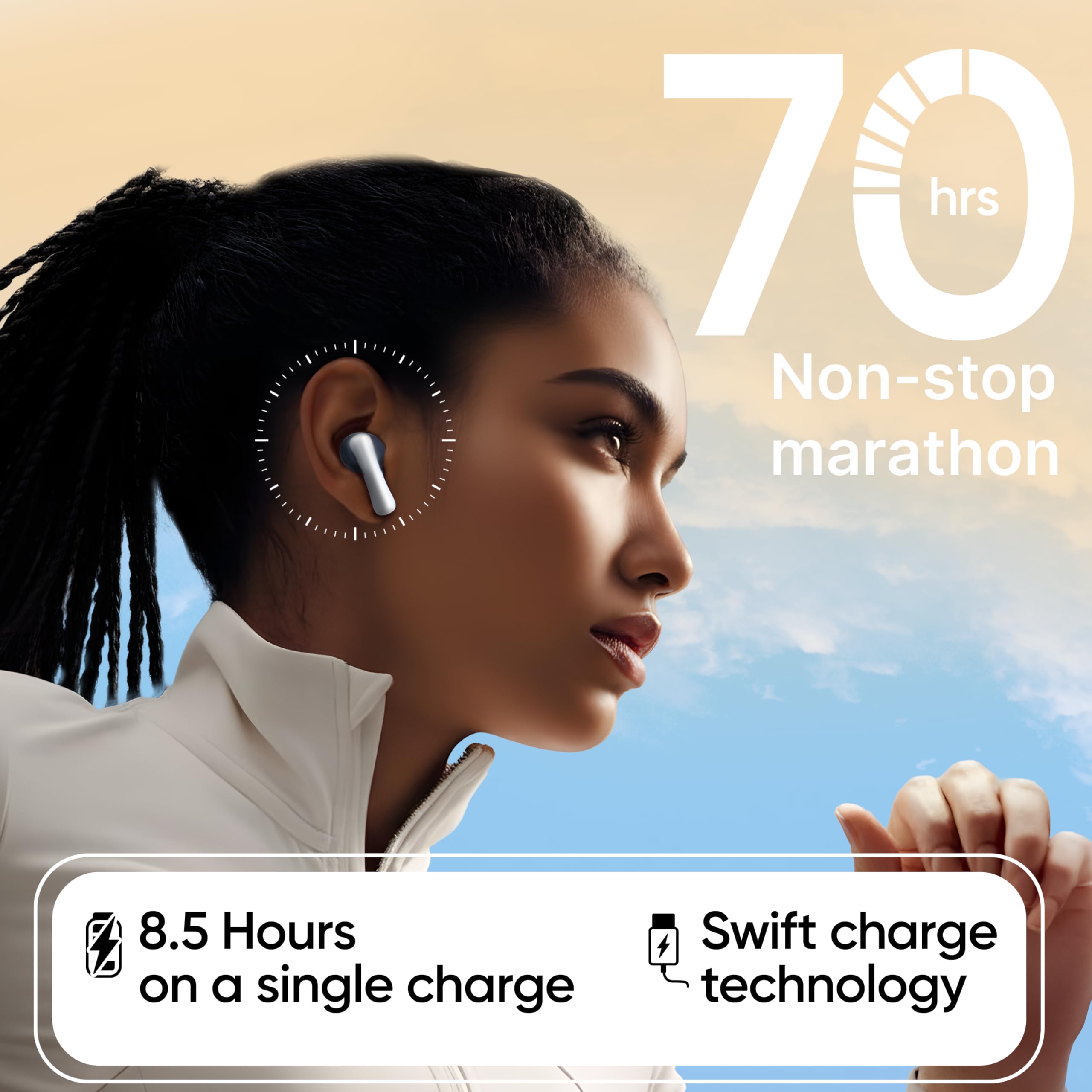 Mivi DuoPods Marathon Earbuds [New Launch], 70 Hours Playtime, AI-ENC for HD Calls, 13mm Drivers, IPX 4.0, BT v5.3, Made in India True Wireless Bluetooth Ear Buds image 5