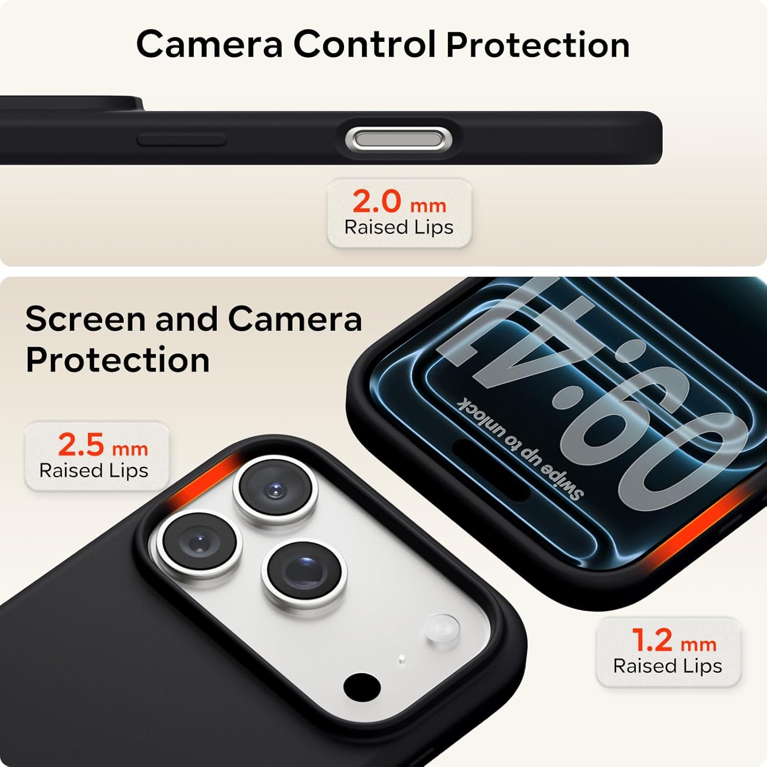 DIZORO Compatible with iPhone 17 Pro / 18 Pro Case, Liquid Silicone 3 Layers Full Covered Soft Gel Rubber Shockproof Protective Cover with Anti-Scratch Microfiber Lining - Black image 2