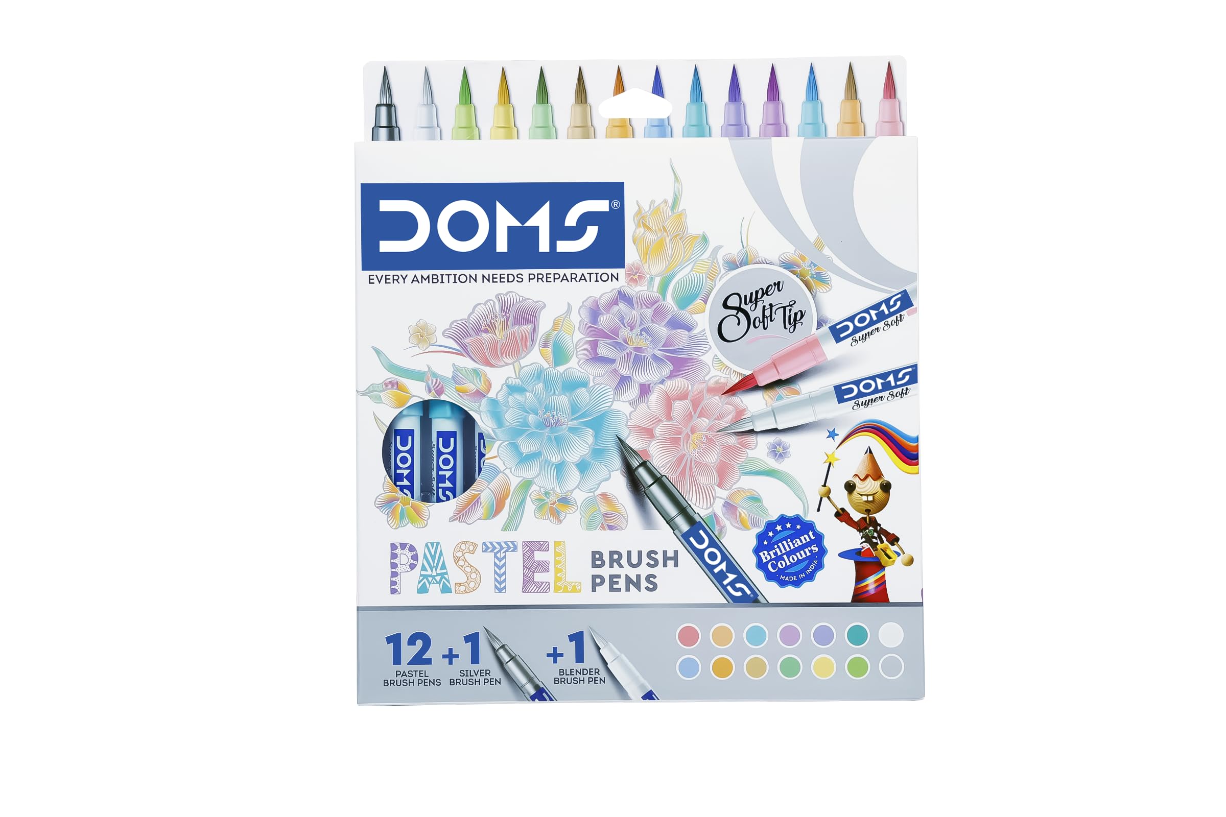 Doms Pastel Brush Pens (14 Shades | 12 + 1 + 1) (Pack of 1) image 2