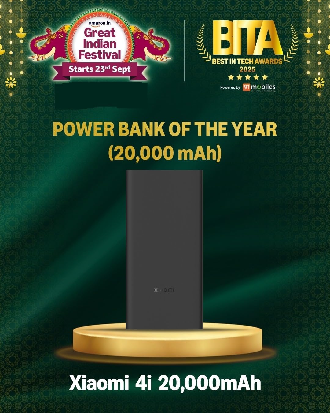 Xiaomi Power Bank 4i 20000mAh 33W Super Fast Charging PD |Smart 12 Layer Protection|Type C Input & Output|Triple Output Ports|Supports Android,Apple, Tablets, Earbuds,Watch(MI Powerbank),Black image 2