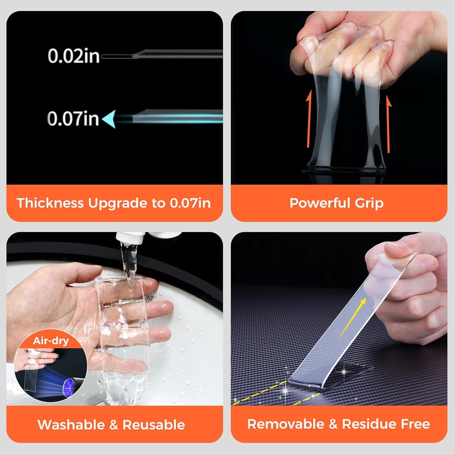 Multipurpose Double Sided Tape Heavy Duty - Adhesive Silicone Tape, Heat Resistant, Multi-Functional, Removable, Washable, Reusable Anti-Slip Gel Nano Grip Tape- 3 Meter image 2