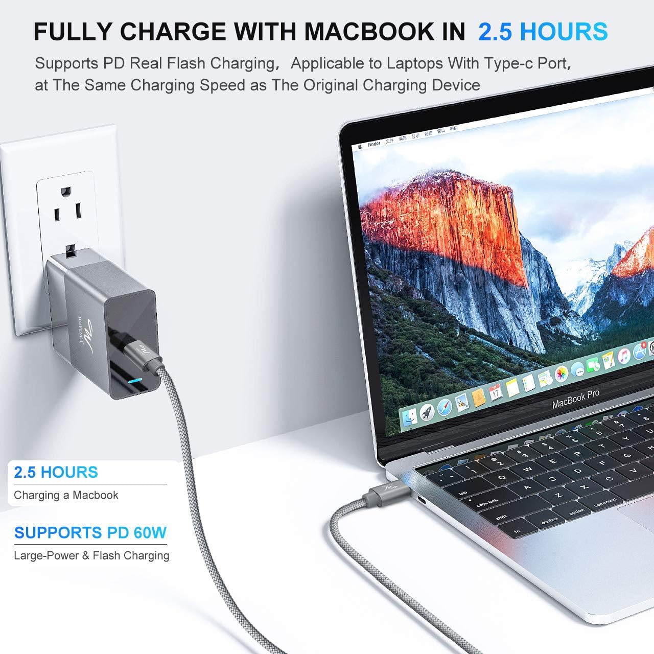 Wayona Type C to Type C 6FT/2M 65W Long Fast Charging Cable Compatible with iPhone 17, Air, iPhone 16,15 Pro/Max Series Macbook Air/Pro Samsung Galaxy S25, Ultra/S24/ S23 Flip Fold OnePlus (2M, Grey) image 5