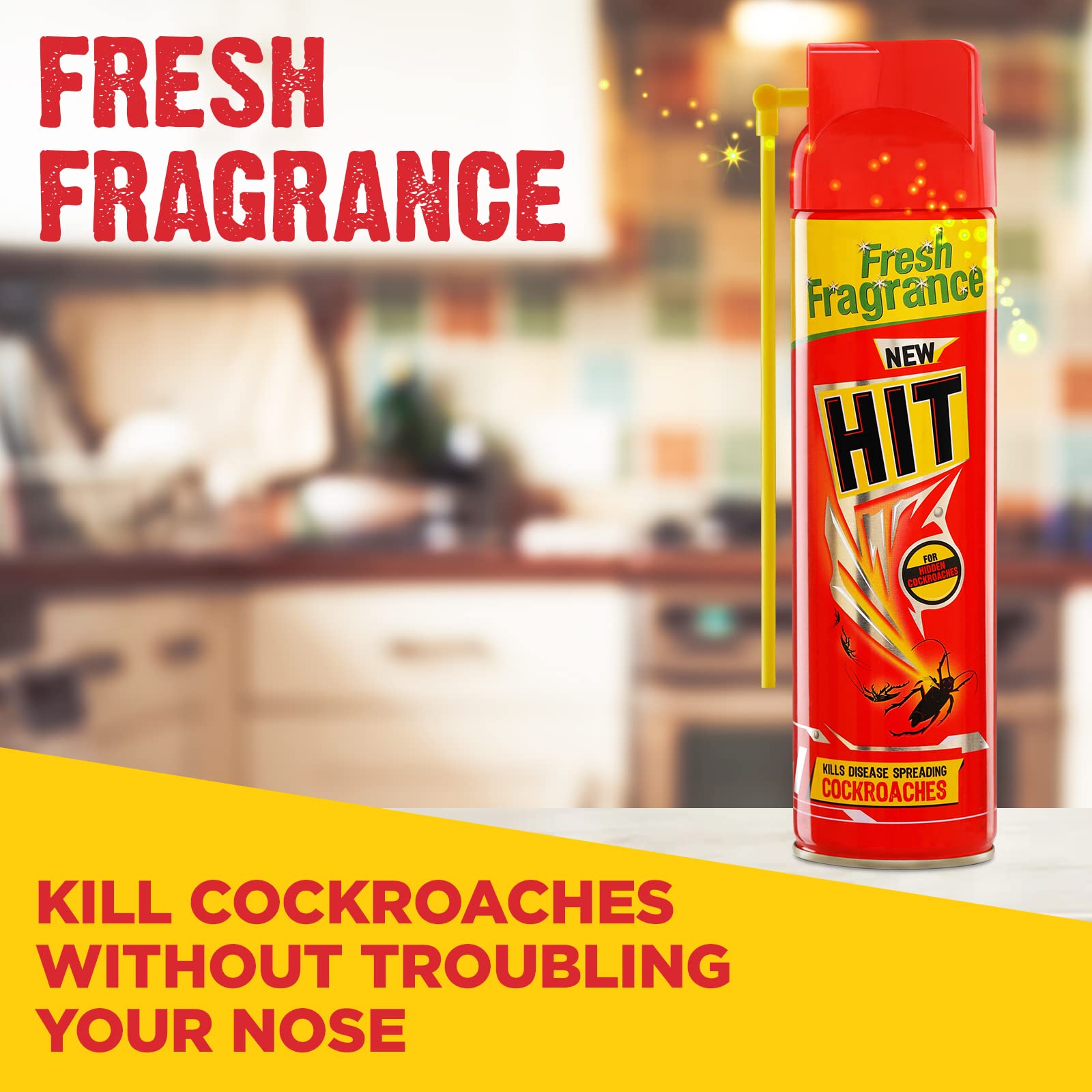 HIT Crawling Insect Killer – Cockroach Killer Spray | Instant Kill | Deep-Reach Nozzle | Fresh Fragrance, 400ml image 4