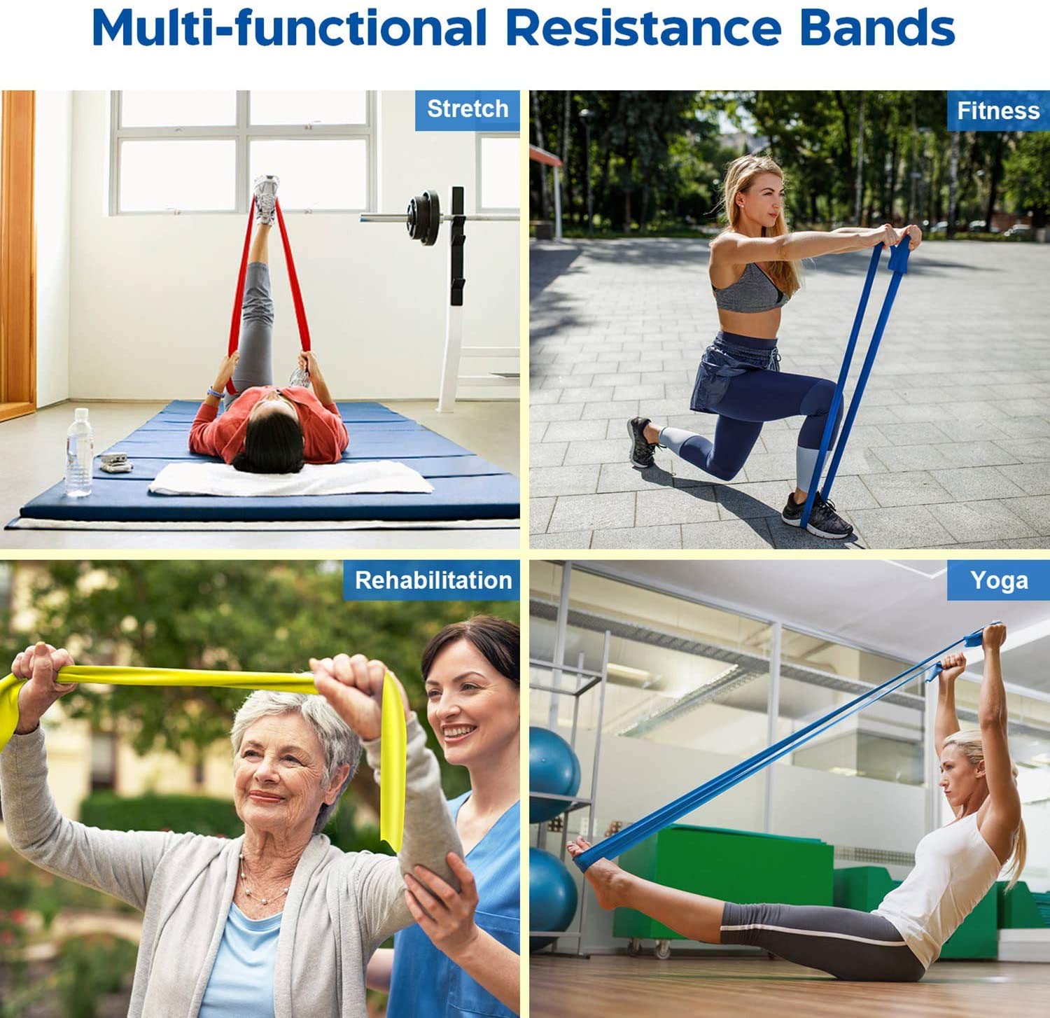 Natural Rubber Resistance Bands For Toning. Strength Training, Stretching, Physical Therapy, Pilates, Yoga Exercises Home Fitness Workouts For Men/Women (15Lbs - 6Ft - Yellow Band) image 2