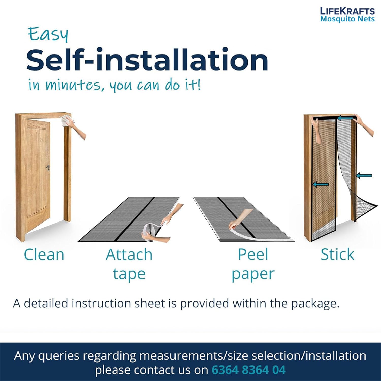 LifeKrafts Polyester Magnetic Mosquito Net/ Curtain for Door, for All Door Types & Sizes, Auto-Closing Insect Screen to Keep Mosquito Out, Grey, 200 x 100 Cm image 5