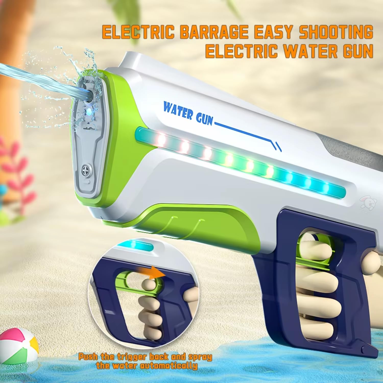 Storio Rechargeable Electric Automatic Continuous Shooting High Pressure High Power Holi Pichkari Water Gun Toy for Kids - Auto Suction, 25-32Ft Range, Self-Filling image 2