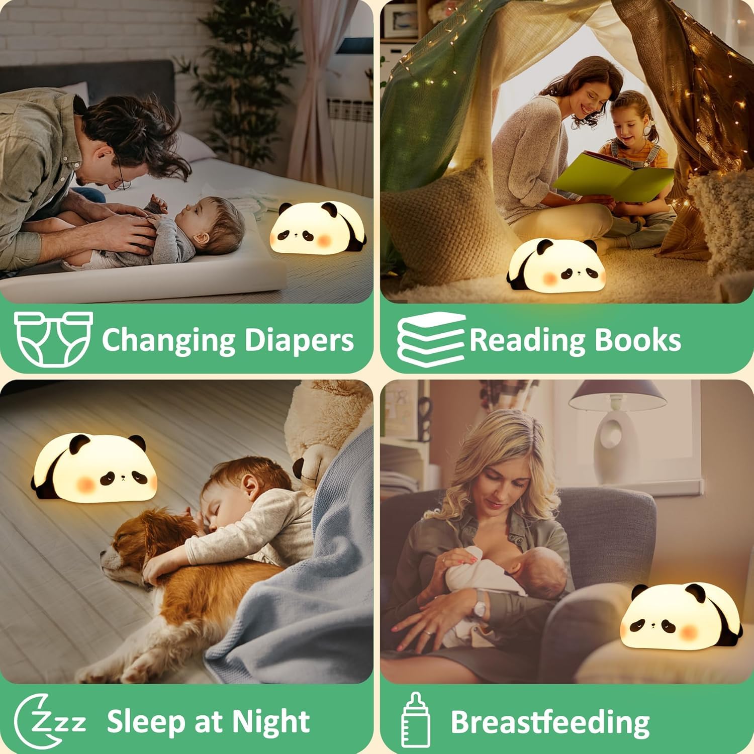 Desidiya® Lying Panda Night Light - Soft Silicone Color-Changing LED Touch Lamp with Timer for Bedroom & Office image 5