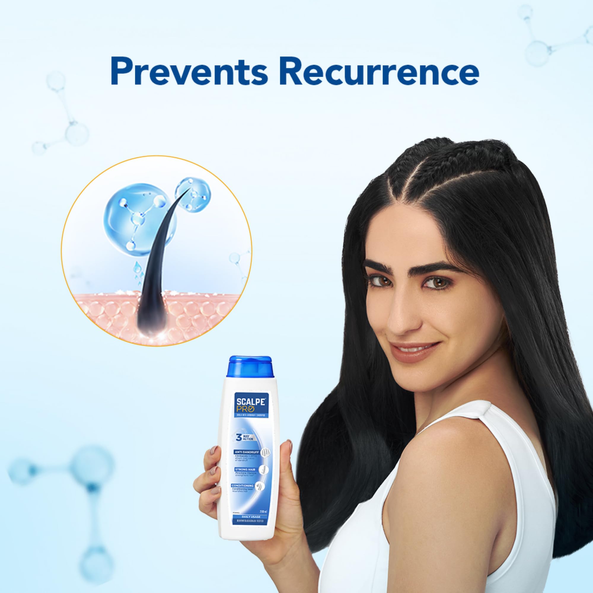 Scalpe Pro Daily Anti-Dandruff Shampoo | Removes Dandruff from Source | Prevents Itching & Irritation | Scalpe Science | Climbazole Formulation | Dermatologically Tested | For Women & Men | 200ml image 4