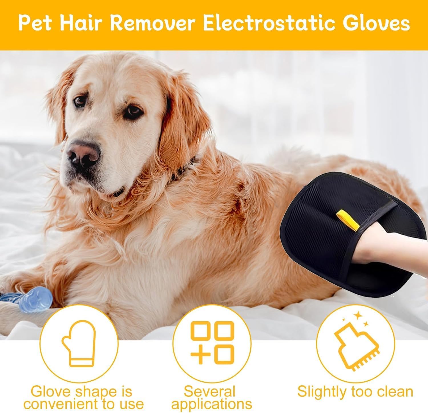 CUBIZ Pet Hair Removal Glove for Cats & Dogs, 2025 Newly Upgraded Five-Finger Electrostatic Pet Hair Gloves, Reusable Pet Hair Remover Tool for Clothing, Couch, Carpet, Cat Grooming Gloves image 4