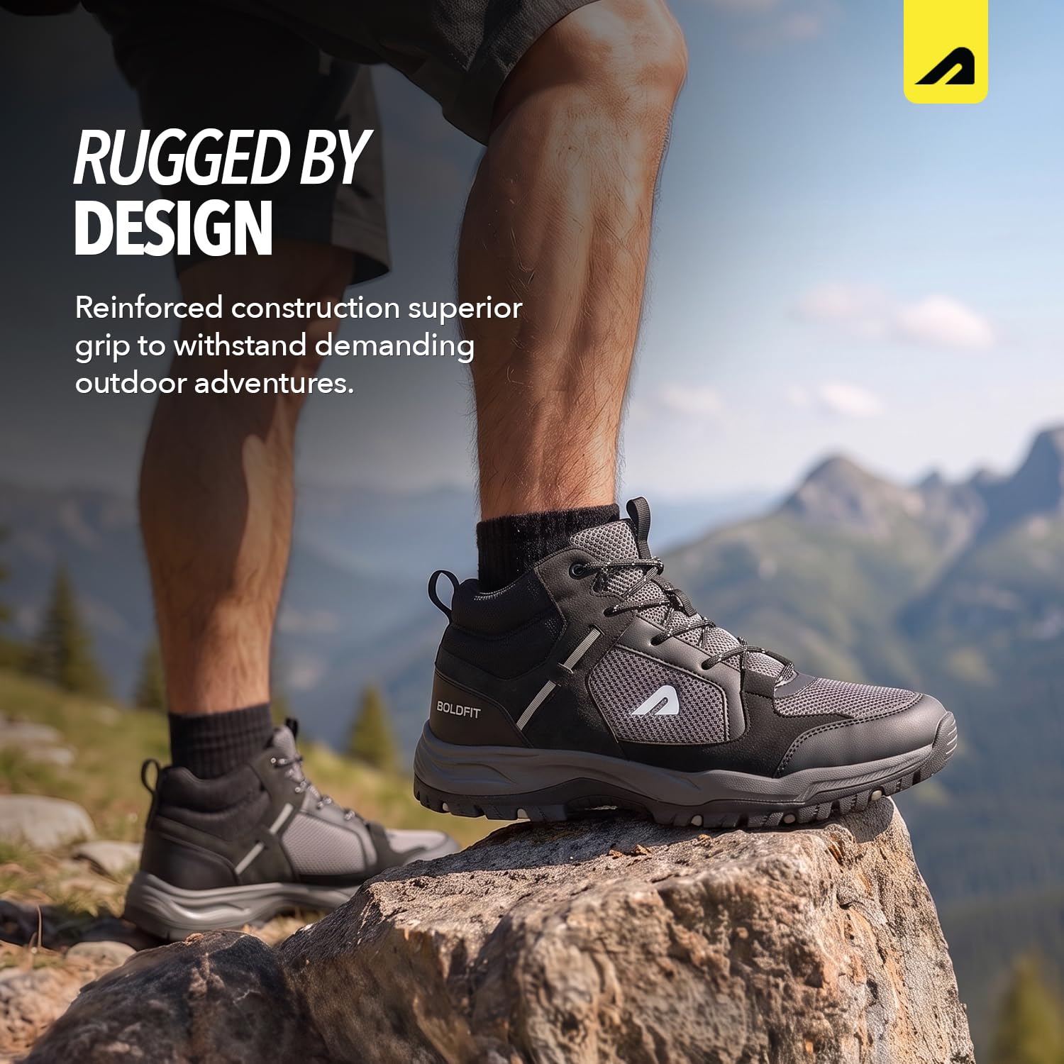 Boldfit Trekking Shoes for Man Outdoor Hiking Shoes for Man High Neck Footwear for Men Anti Skid Trekking Boots Water Repellent for Men Breathable Hiking Boots Riding Shoe for Bikers laceup Biker shoe image 4