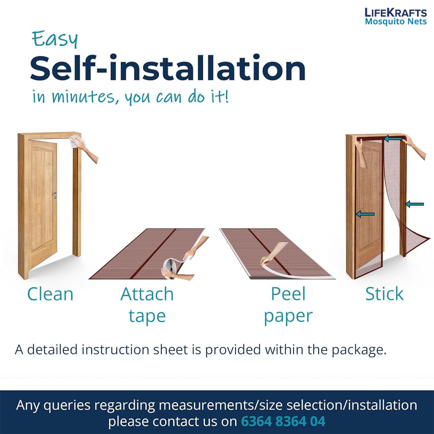 LifeKrafts Polyester Magnetic Mosquito Net for All Door Types & Sizes, Auto-Closing Insect Screen/Curtain to Keep Mosquito Out, (200x100 cm) Brown image 5