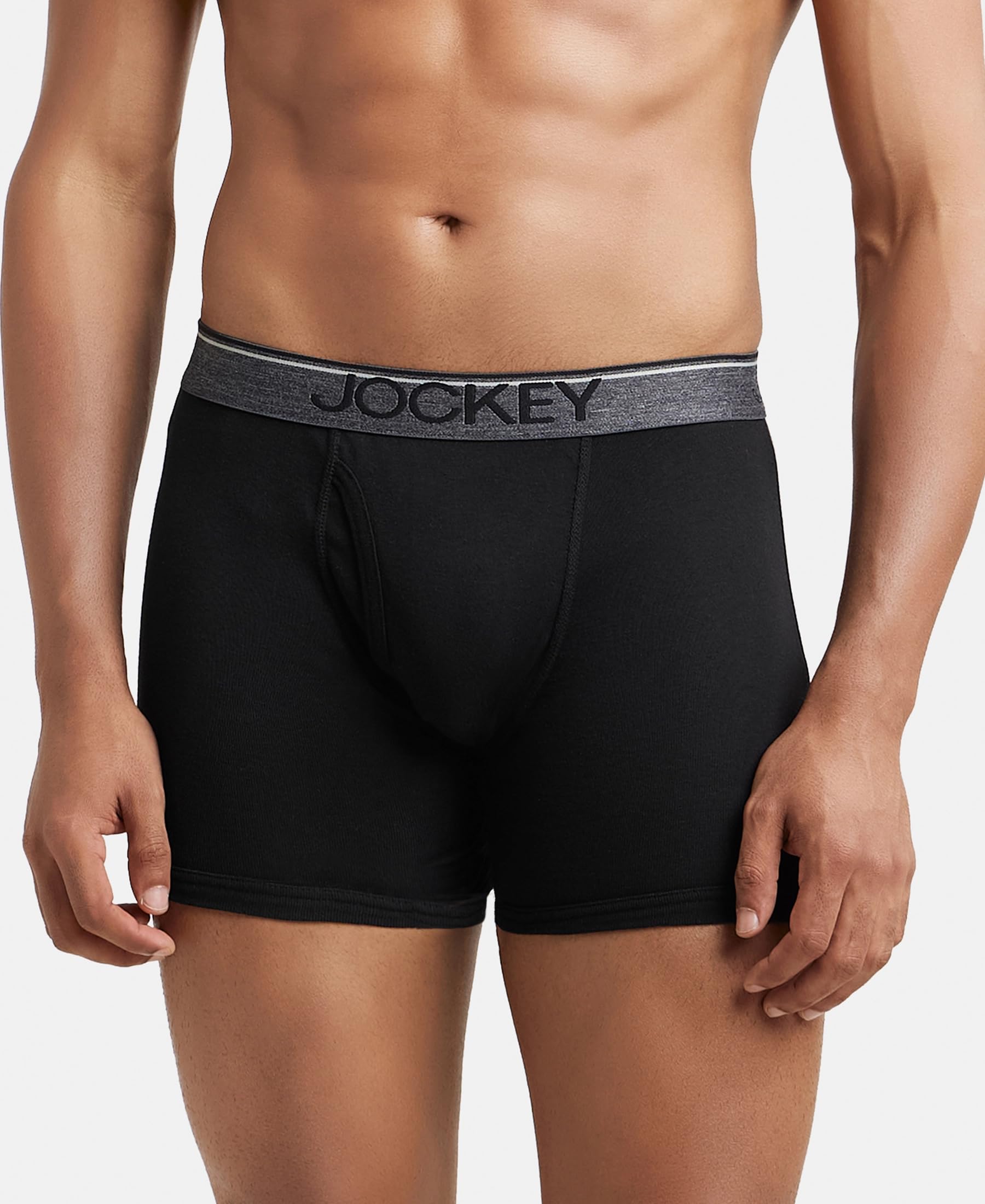 Jockey 8009 Men's Super Combed Cotton Rib Solid Boxer Brief with Ultrasoft Waistband (Pack of 3) image 2