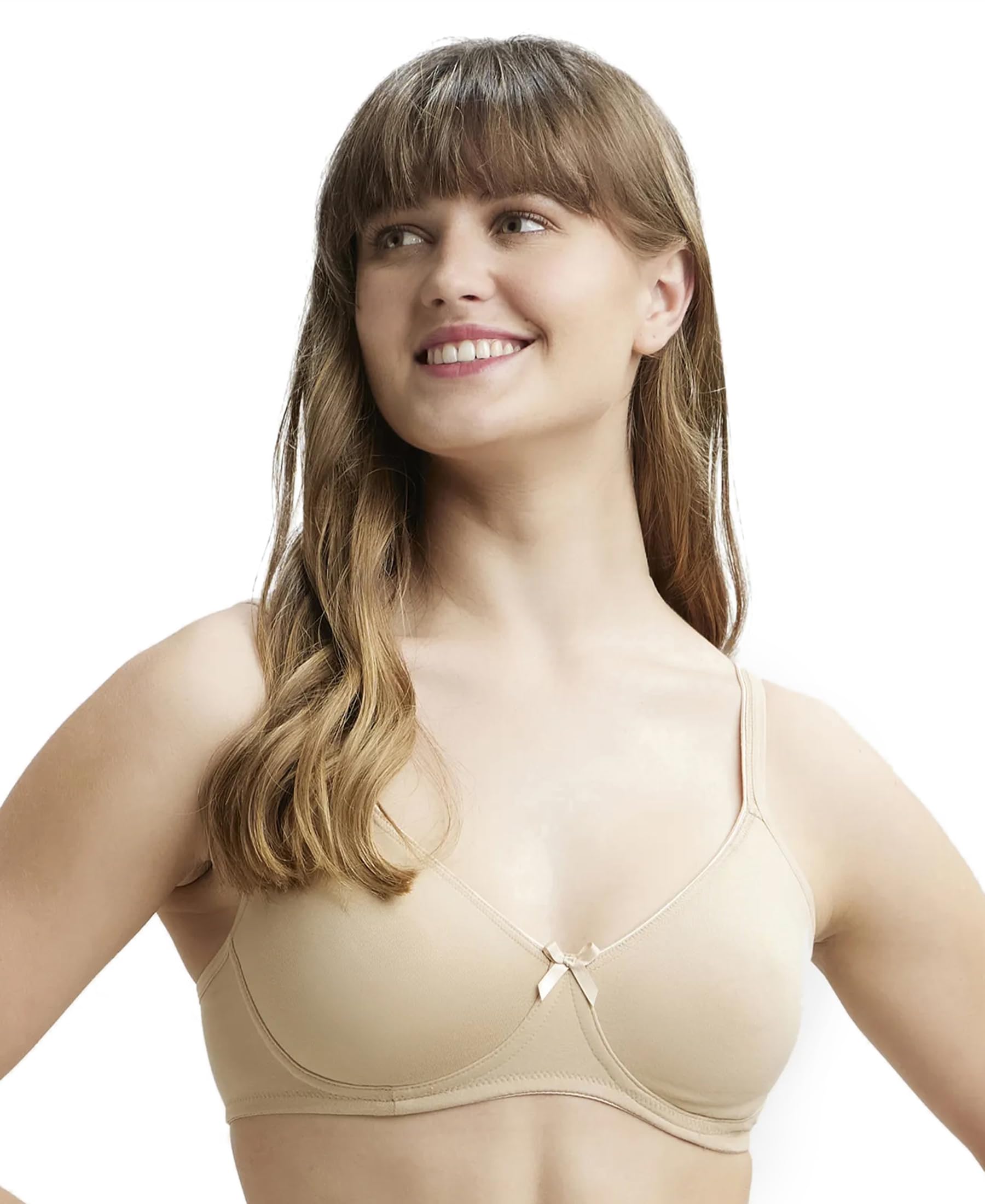 Jockey 1722 Women's Wirefree Non Padded Super Combed Cotton Elastane Stretch Medium Coverage Everyday Bra with Concealed Shaper Panel and Adjustable Straps