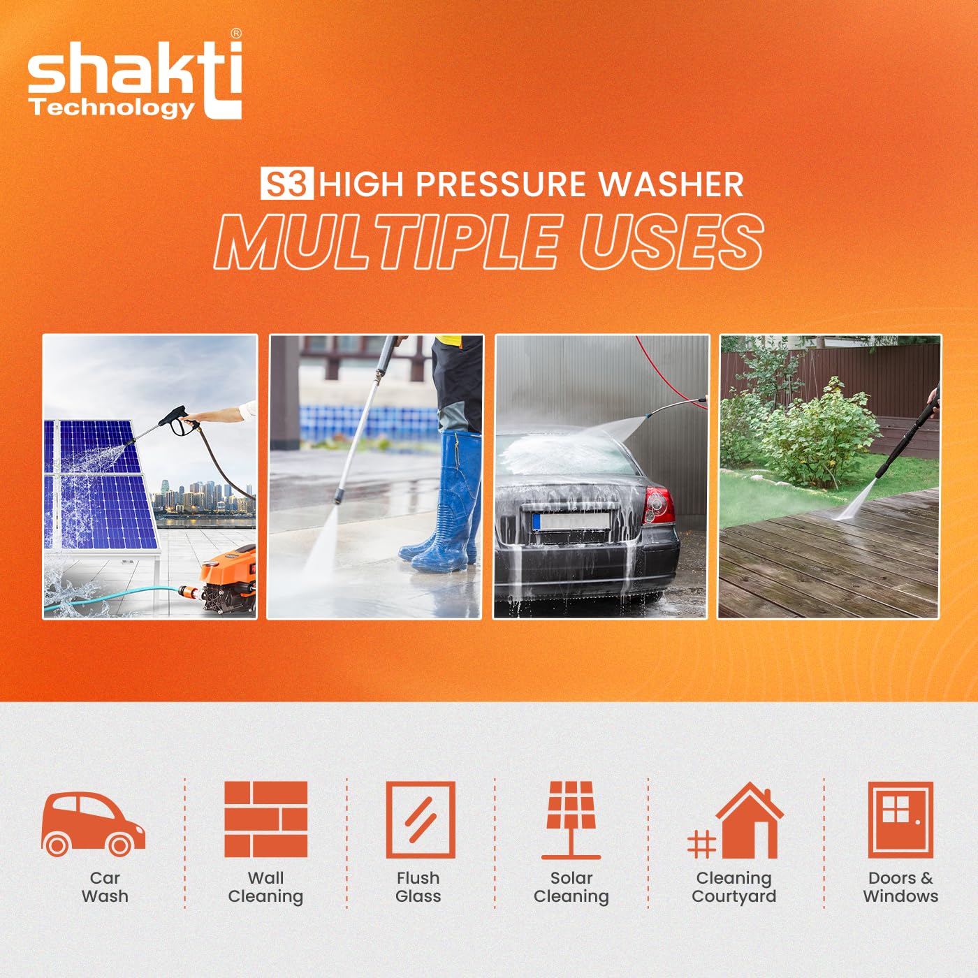 Shakti Technology S3 High Pressure Car Washer Machine 1800 Watts and Pressure 120 Bar for Cleaning Car, Bike & Home (S3) image 5