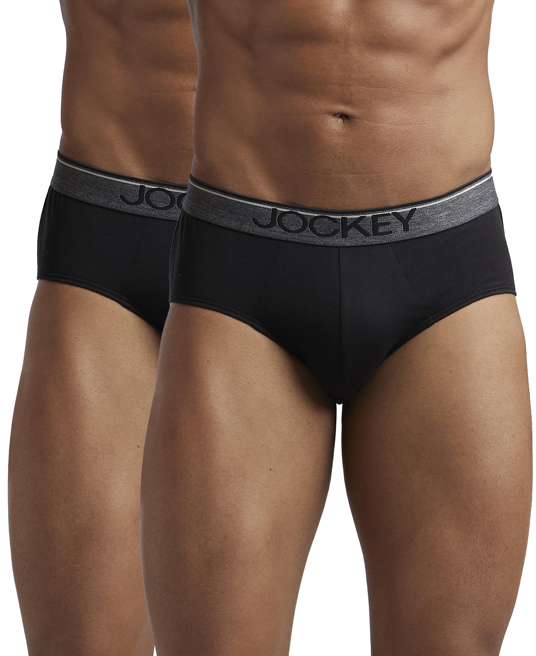 Jockey 8037 Men's Super Combed Cotton Solid Brief with Ultrasoft Waistband (Pack of 2)