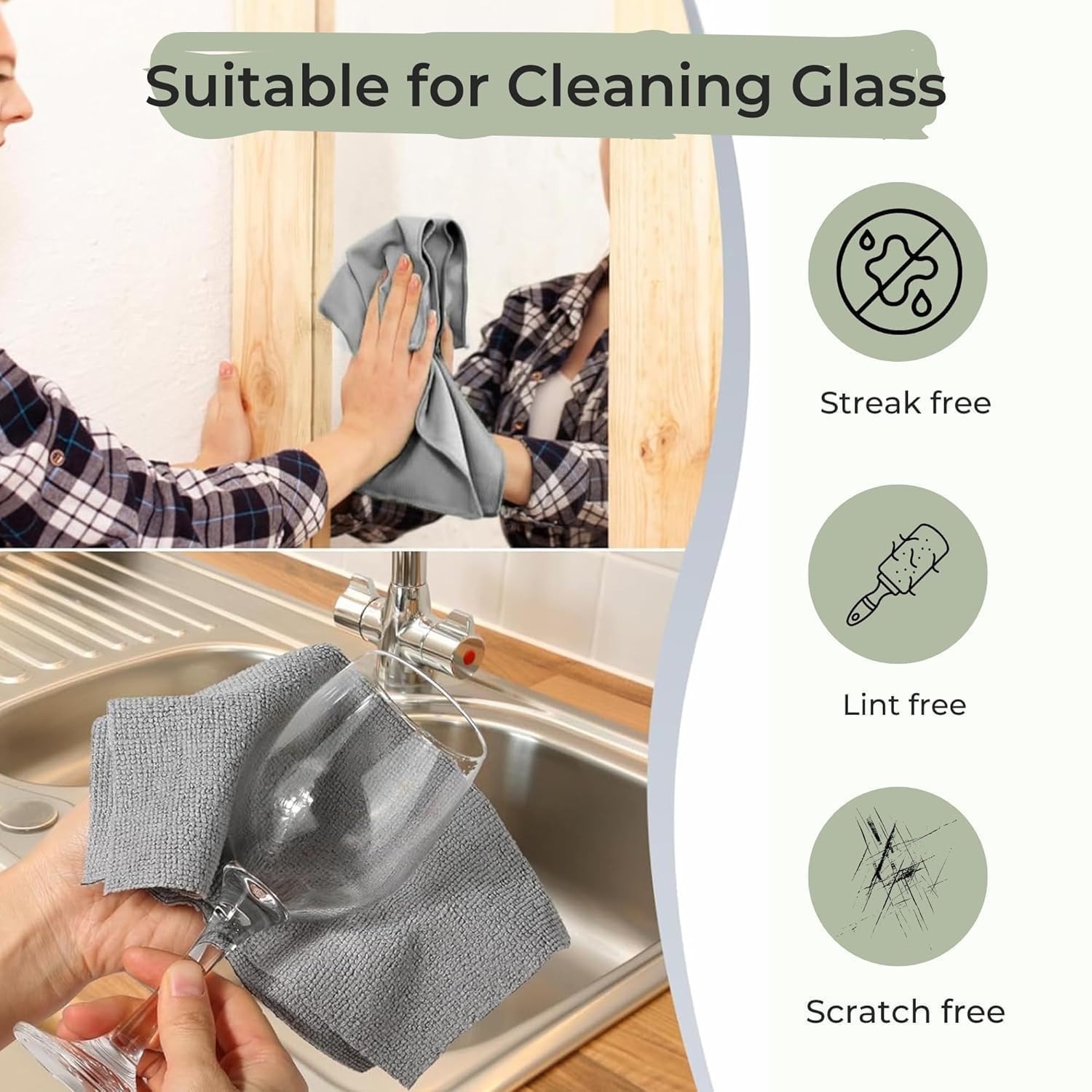 Microfiber Cleaning Cloth Roll, 20Pcs, 4000 Times Washable - 10X Cheaper Than Paper Kitchen Towel Roll - Ultra Absorbent Lint Free Microfiber Cleaning Cloth for Kitchen - Tearable image 2
