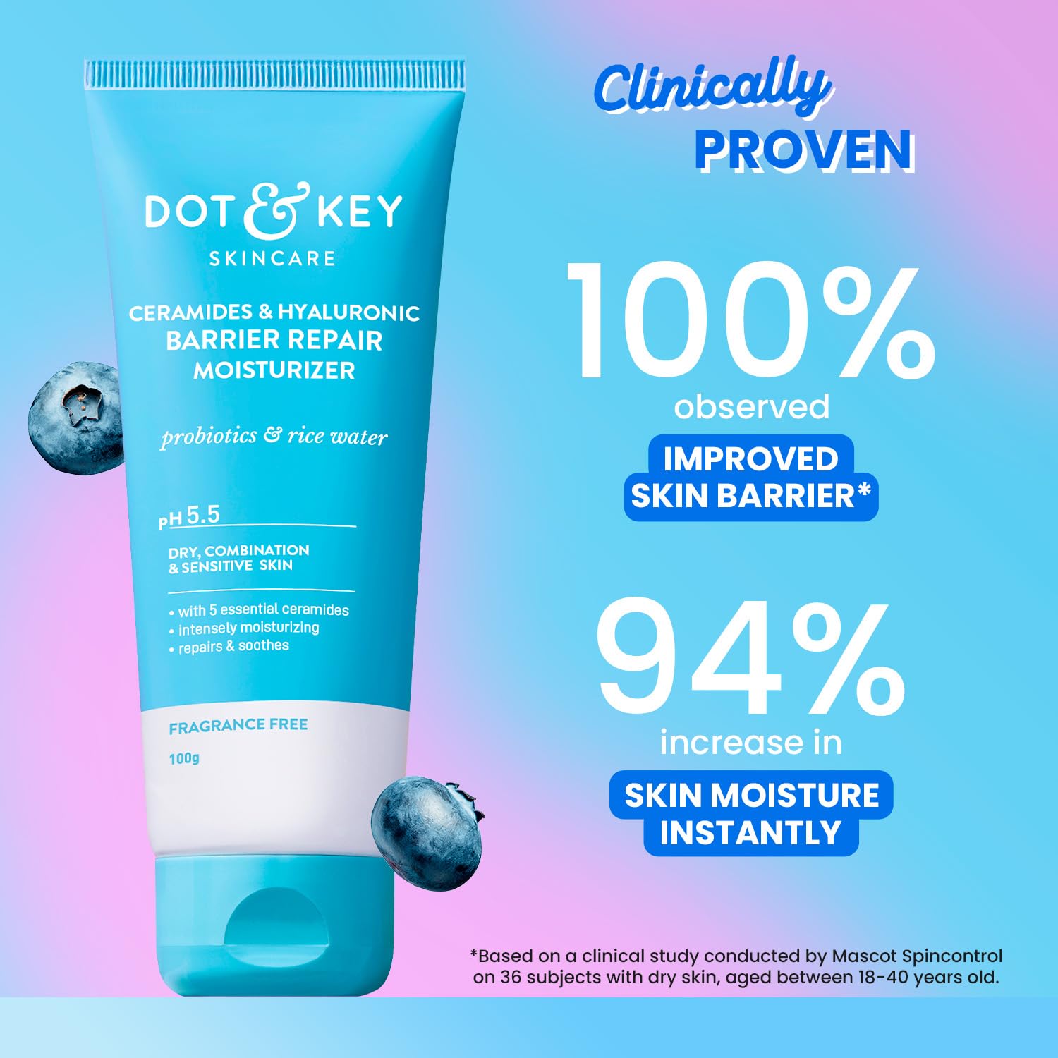 Dot & Key Barrier Repair Moisturizer For Normal, Dry, Combination & Sensitive Skin | 120 Hrs Moisturization, With 5 Ceramides & Hyaluronic | Repairs Damaged Skin Barrier, Non-Comedogenic | 100g image 5