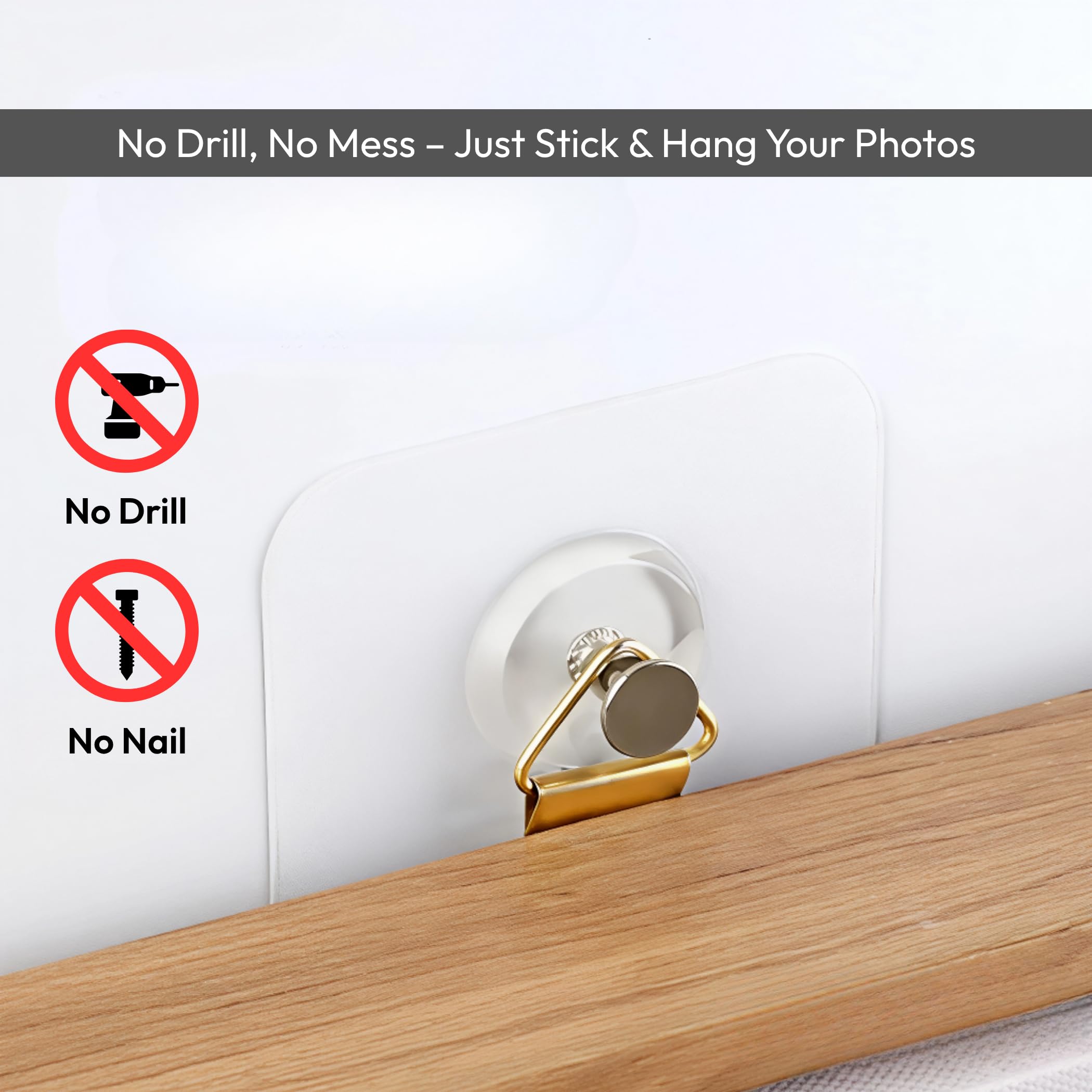 Zulaxy Photo Frame Hooks for Wall Without Drilling, 10 Pack Self Adhesive Hooks for Wall Heavy Duty Strong Nail Free for Hanging Photo Frame (Hanging Hook, Transparent) Stainless Steel image 3