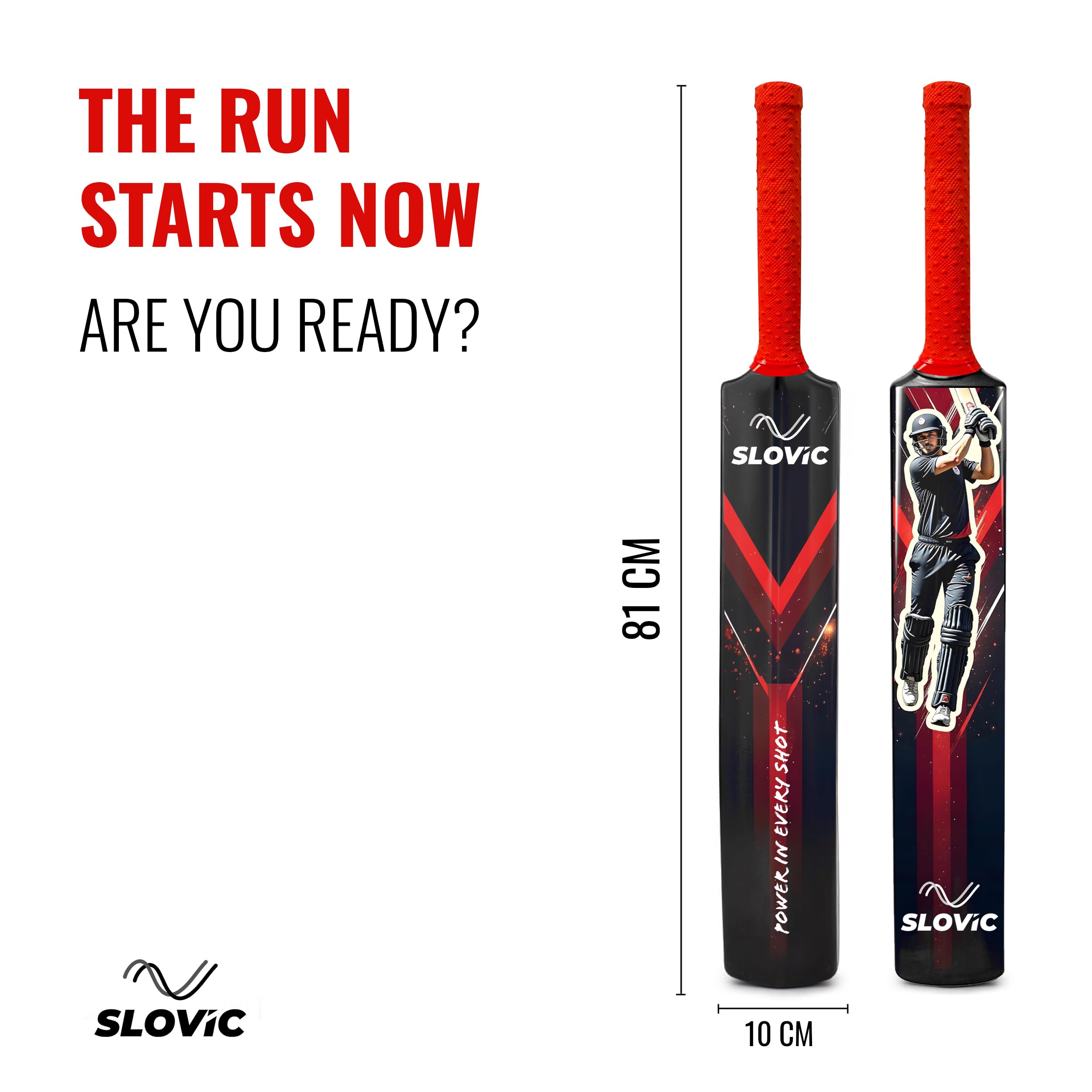 Slovic Cricket Bat [81 x 10 CM] | Full Size Tennis Bat for Cricket | Cricket Bat-Ball for Kids (10 to 14 Years Old) | Plastic Bats for Indoor Tournament | Lightweight Fiber Bat for Cricket kit image 2