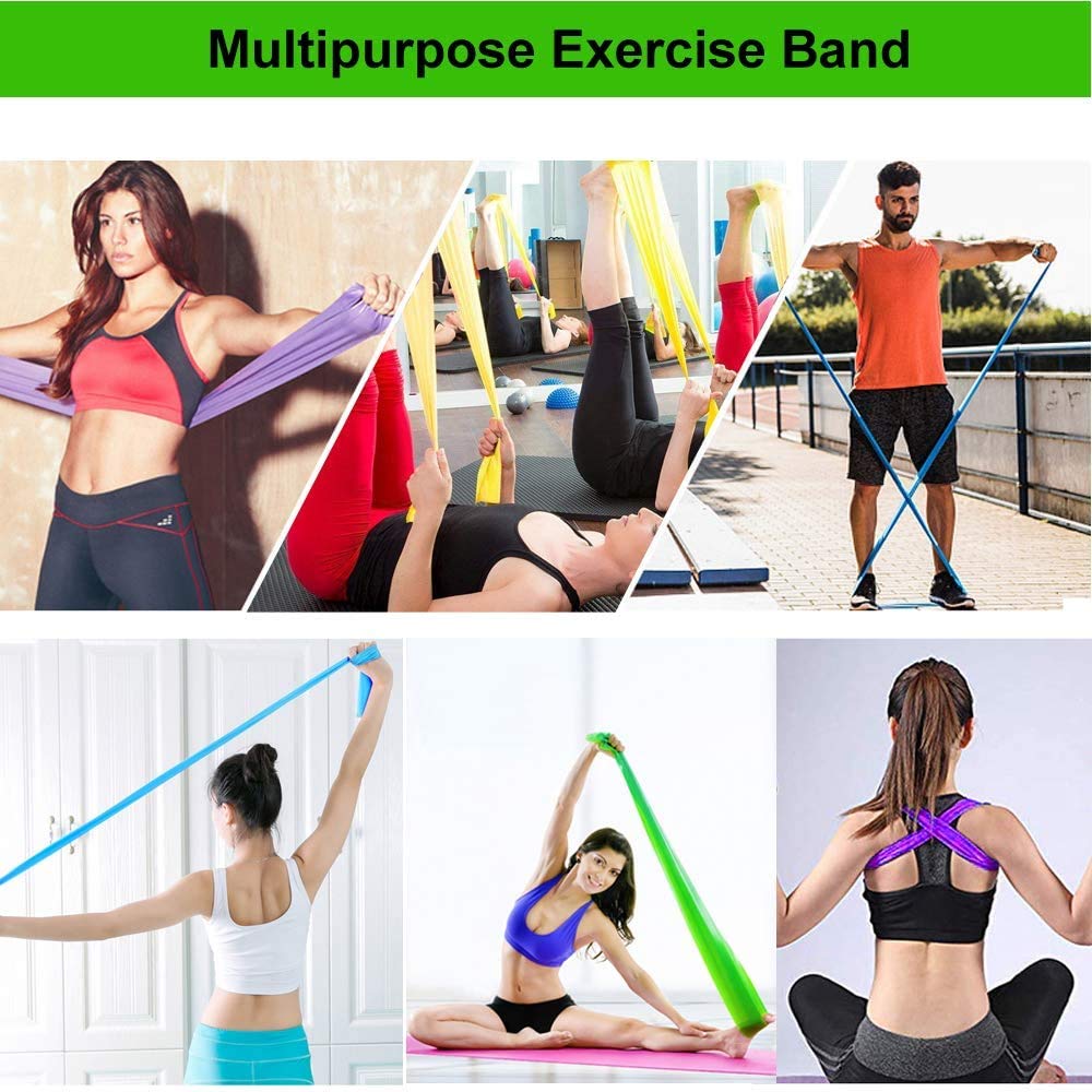 Natural Rubber Resistance Bands For Toning. Strength Training, Stretching, Physical Therapy, Pilates, Yoga Exercises Home Fitness Workouts For Men/Women (15Lbs - 6Ft - Yellow Band) image 3