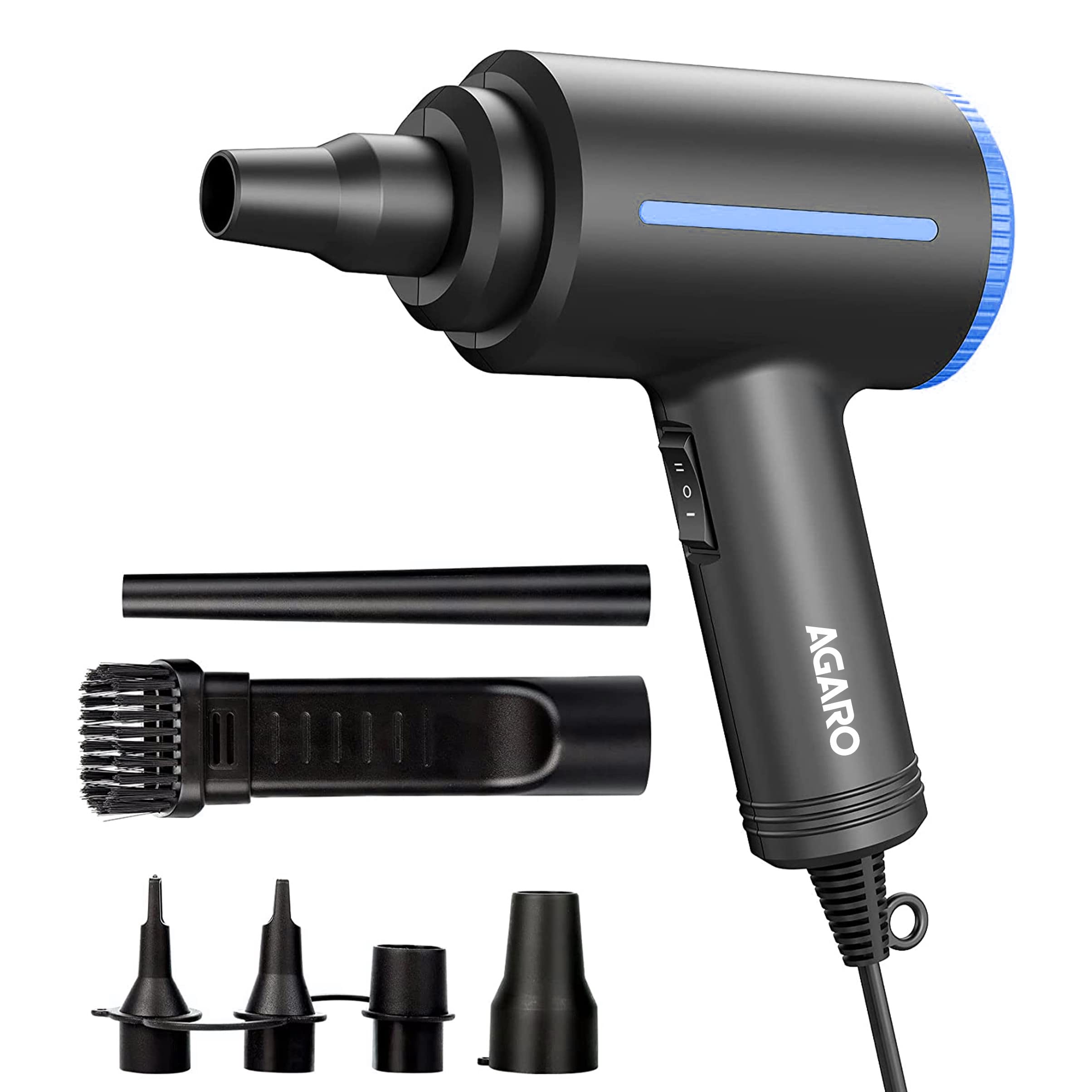 AGARO Compressed Air Duster,Air Blower, Powerful 48000 RPM, Variable Speed, Copper Motor, Air Spray/Blower for Electronics & Inflatables, Dust Cleaner for Computer, Laptop, Home, Car & Office, AD1719