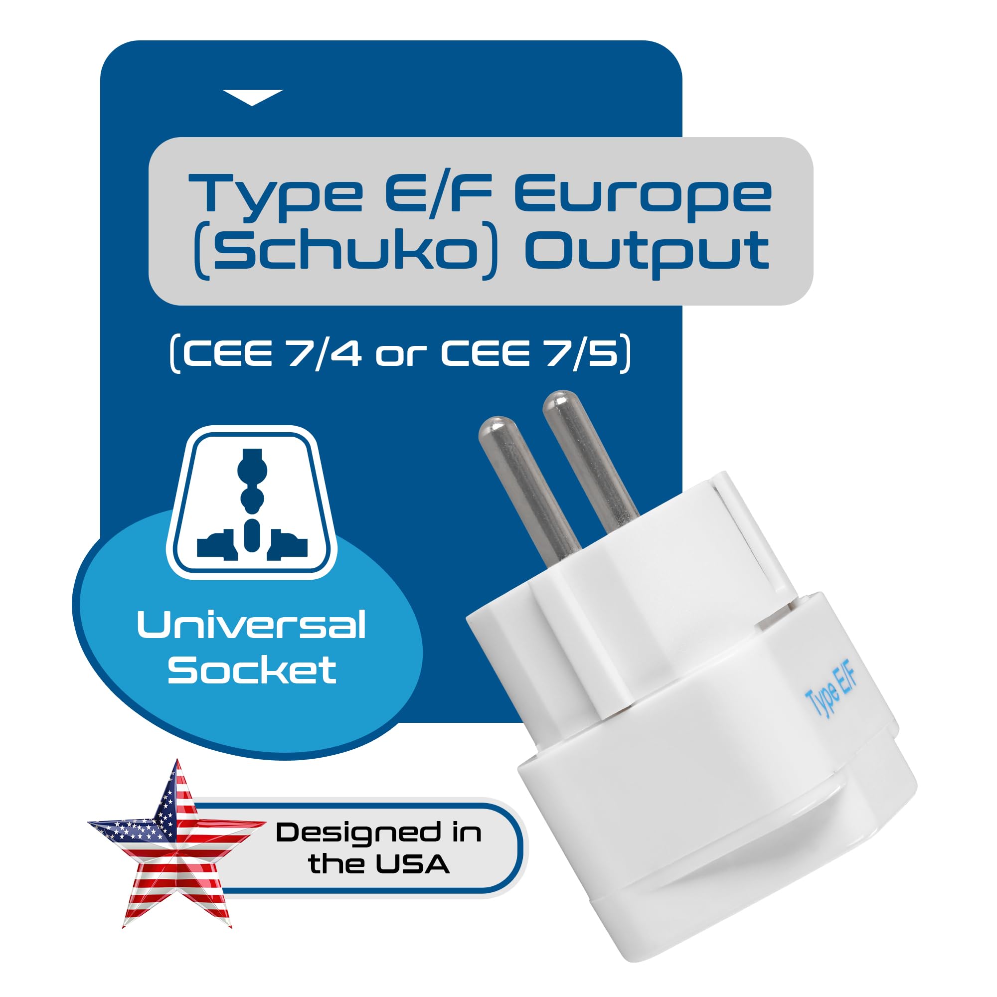 Ceptics European Plug Adapter, India to Europe Adapter (Schuko) - Type E/F Travel Adapter Europe - CE Certified - RoHS Compliant - White - 2 Pack - 5 Years Warranty image 5