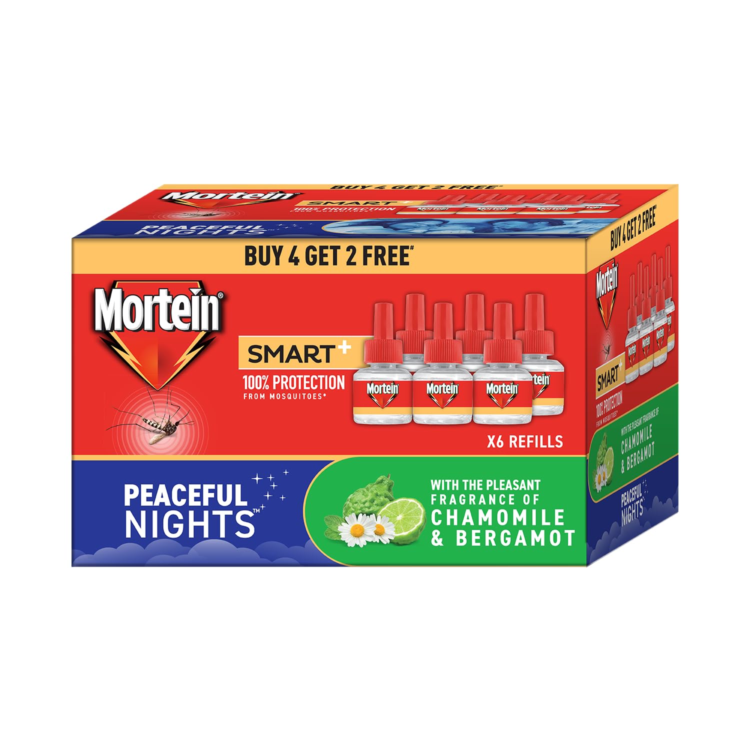 Mortein 45ml x 6 (Buy 4 Get 2 Free) Fits All Machines | SmartPlus Mosquito Repellent Refill | Mosquito Repellent & Killer | 100% Protection from Dengue Mosquitoes, Pack of 6 image 2
